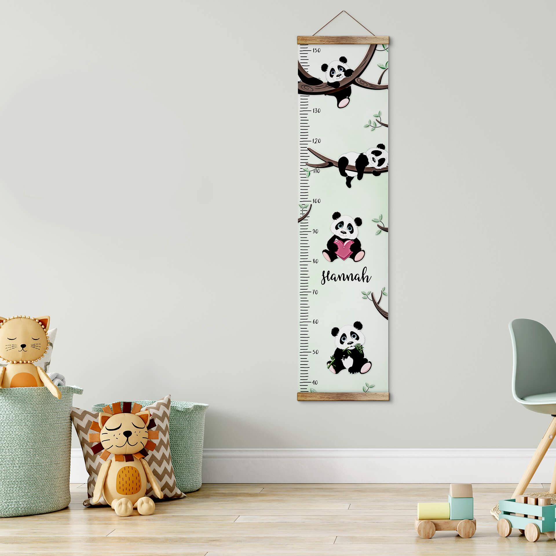 Personlig målestok til børn - pandabjørne - 30x120 cm
