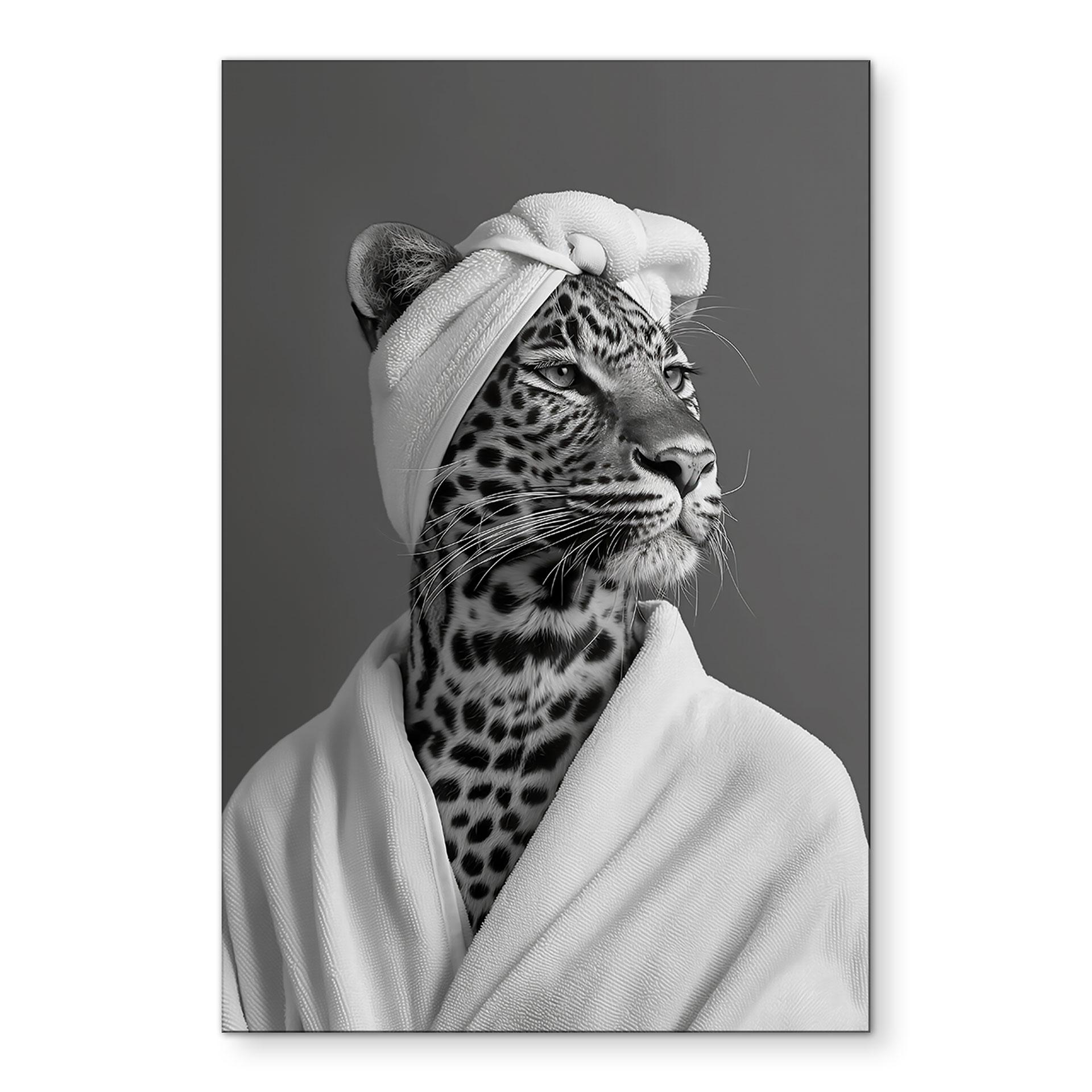 Royale spa time-out med leopard - Rahner – print på aluminium (Alu-Dibond)