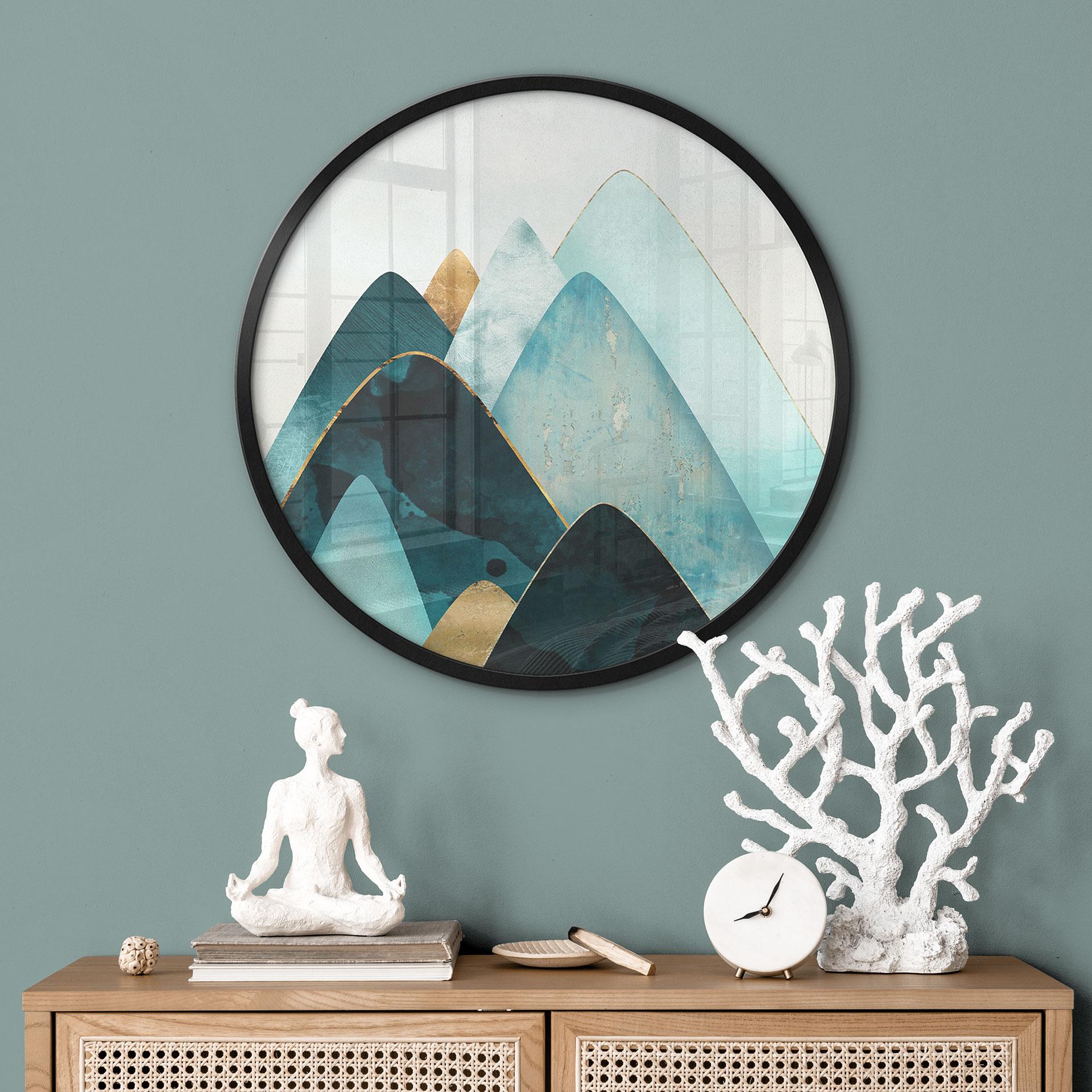 Plakat Abstrakte bjerge i guld og blå - SpaceFrog Designs