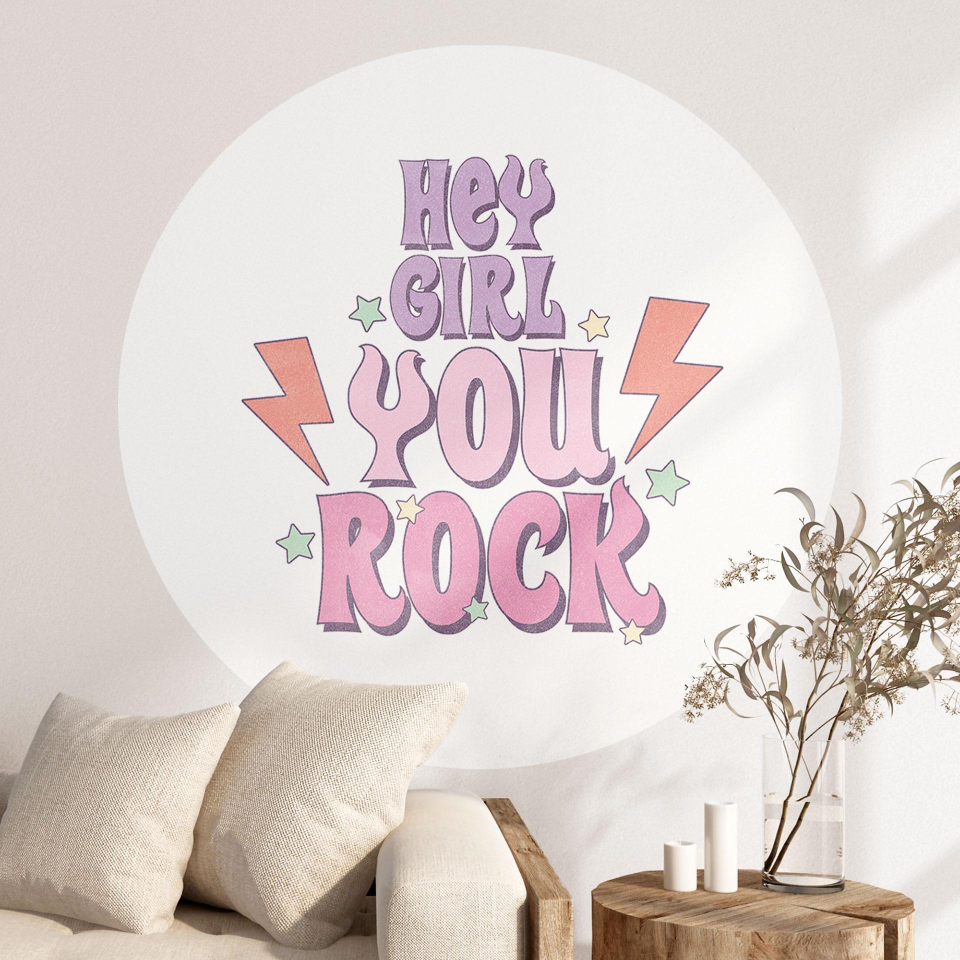 Wallsticker Hey girl you rock - Rund