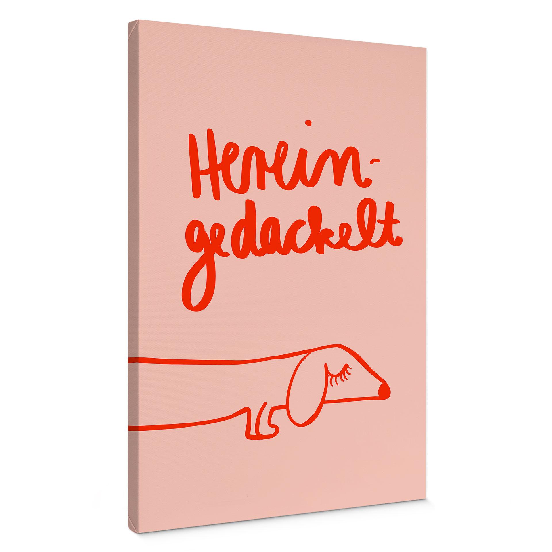 Canvasbillede sjovt hundemotiv med gravhund - Arnold