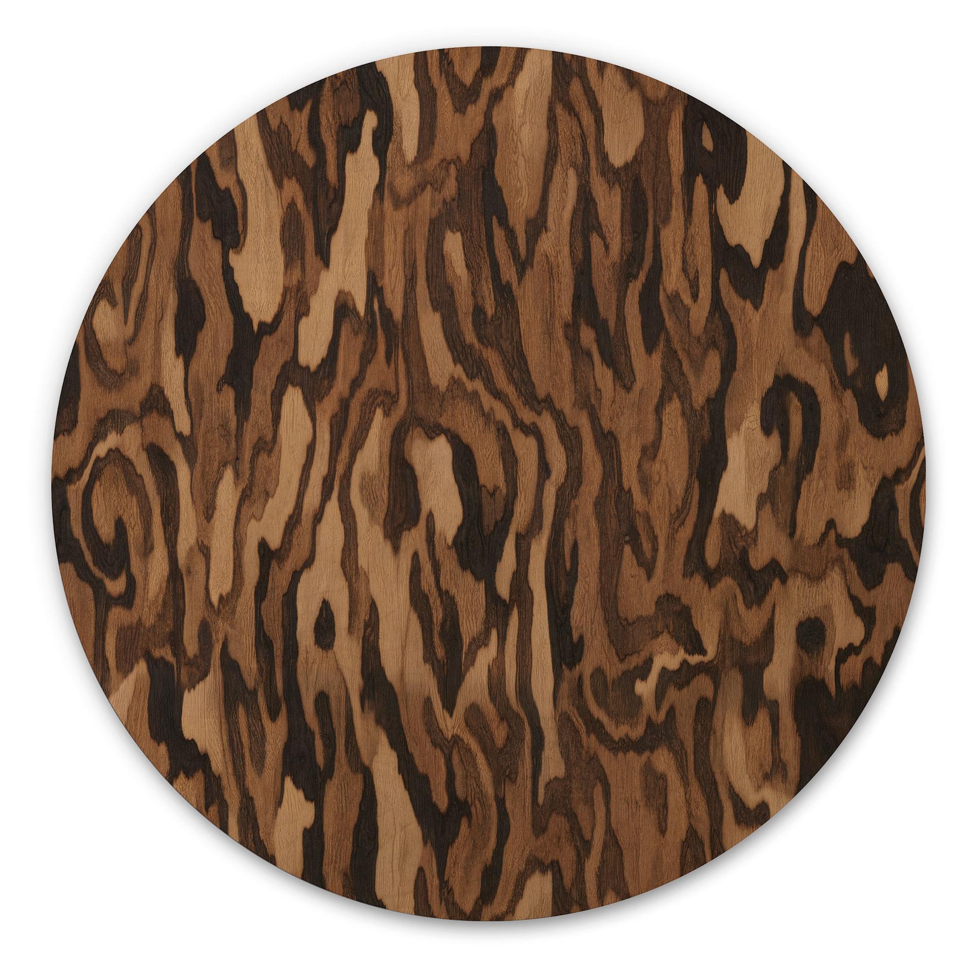 Quadro in Legno Ettore Walnut - Venatura del Legno Astratta - Sir Edward x Grigory Gladarev - Rotondo