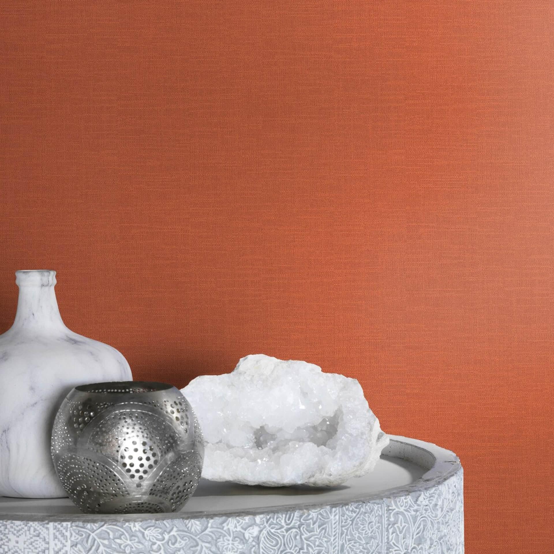 Rasch Kalahari Papier peint intissé uni orange rouge