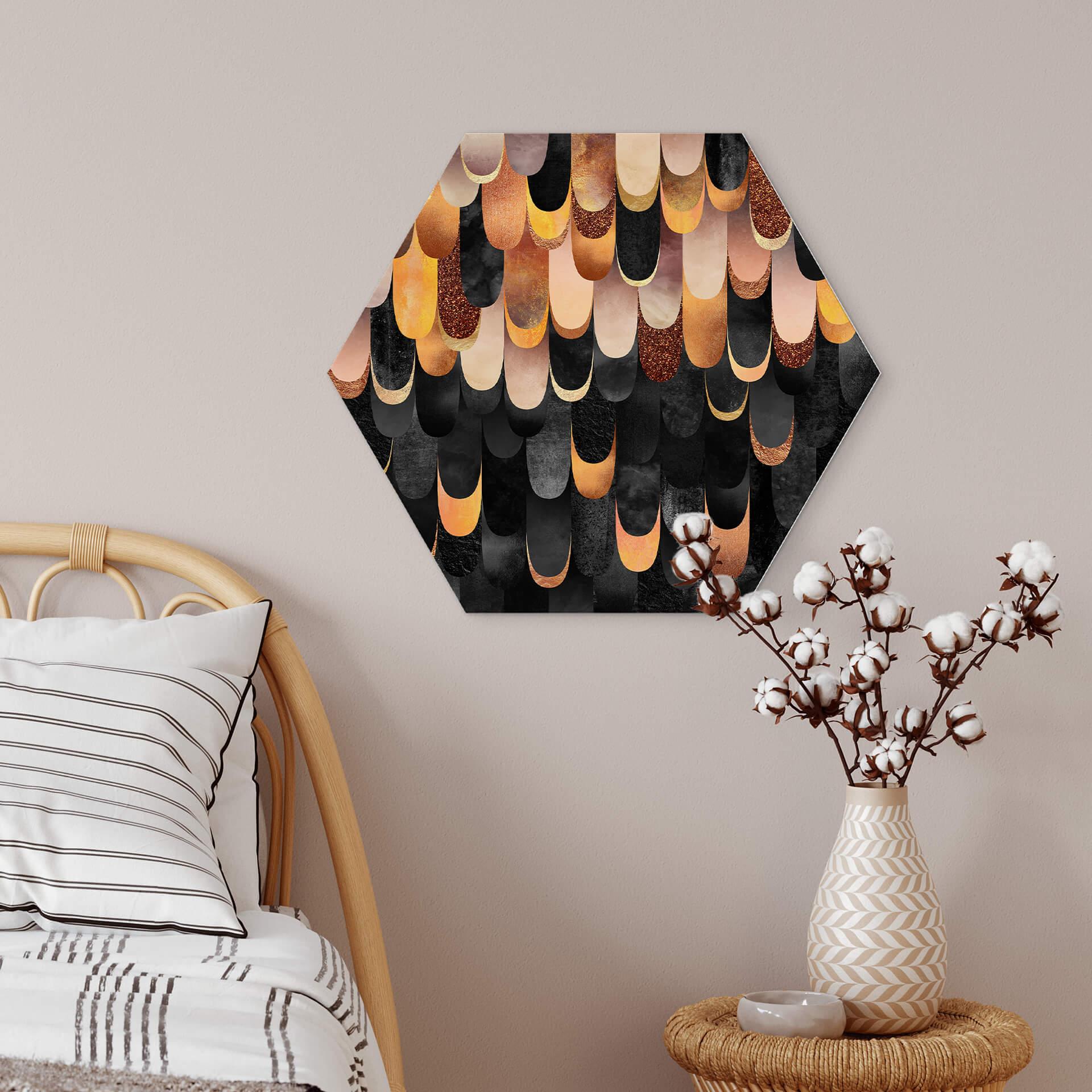 Hexagon Dibond Fredriksson - Copper Feathers