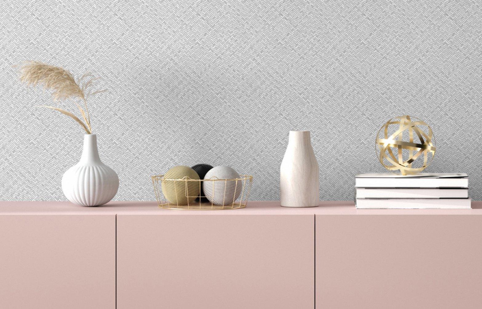 grafisch behang, vliesbehang Flora grijs