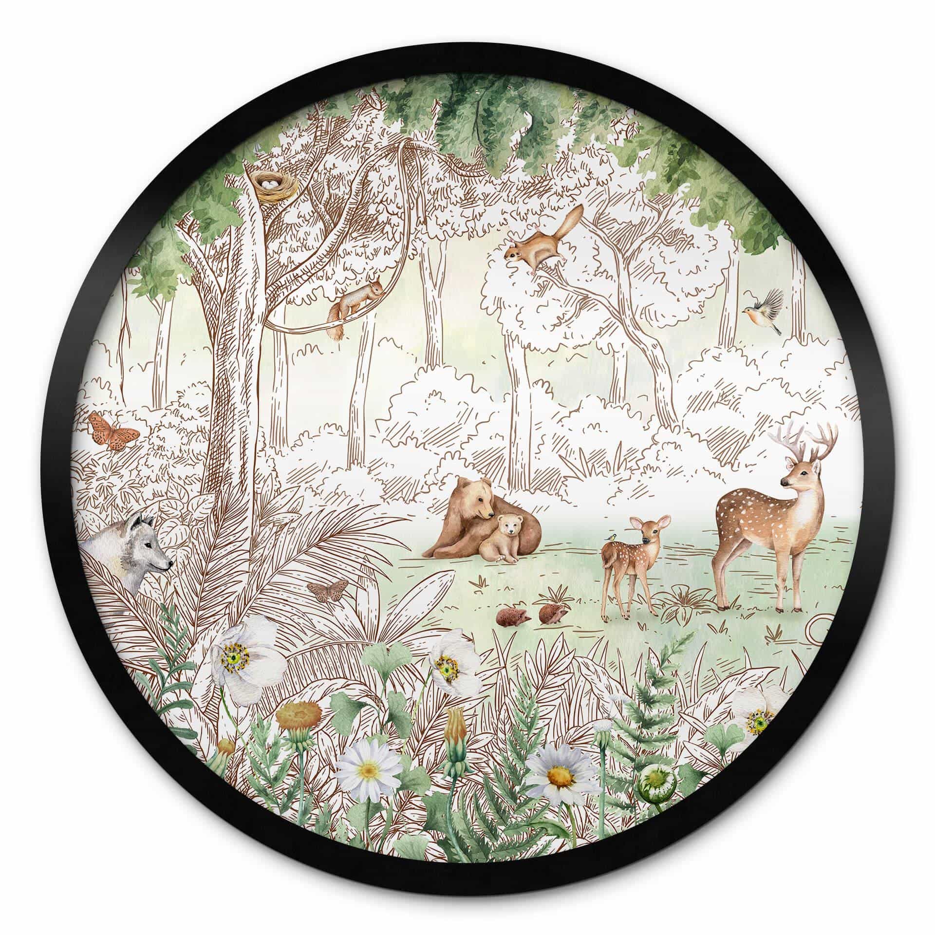 Kinderposter Kikki Belle - Waldfreunde Frühling - Rund