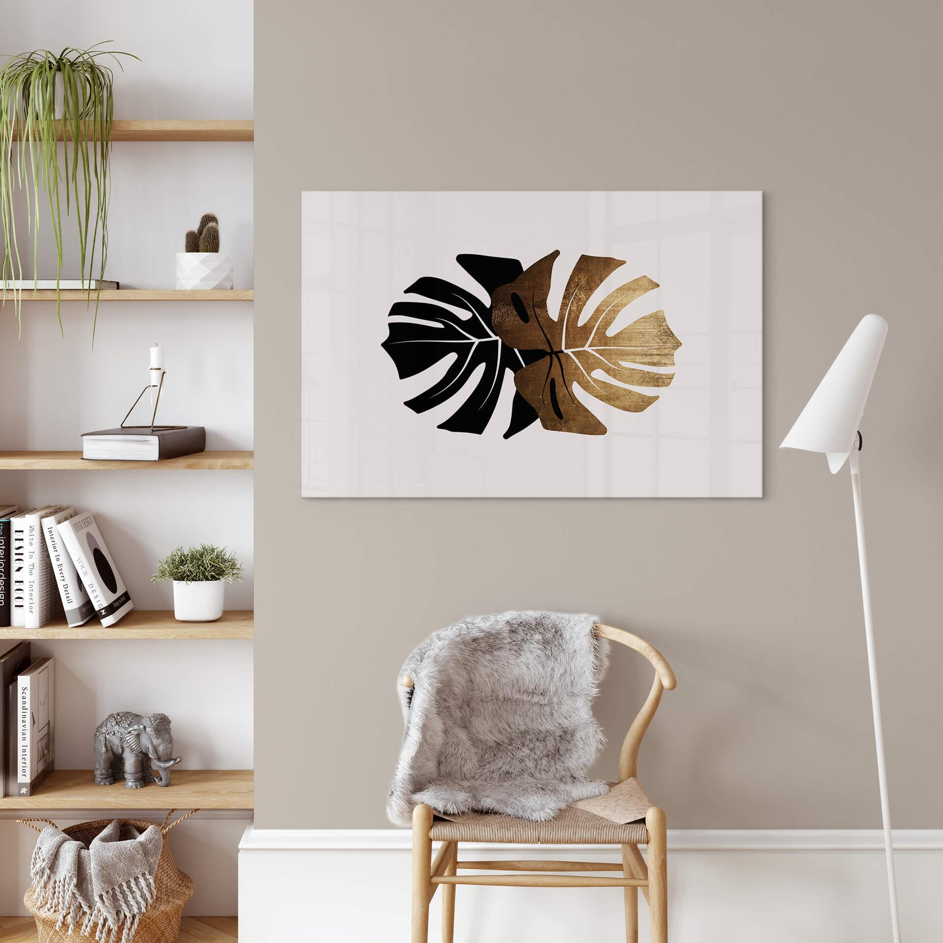 Acrylglas Kubistika - Black & Gold Monstera