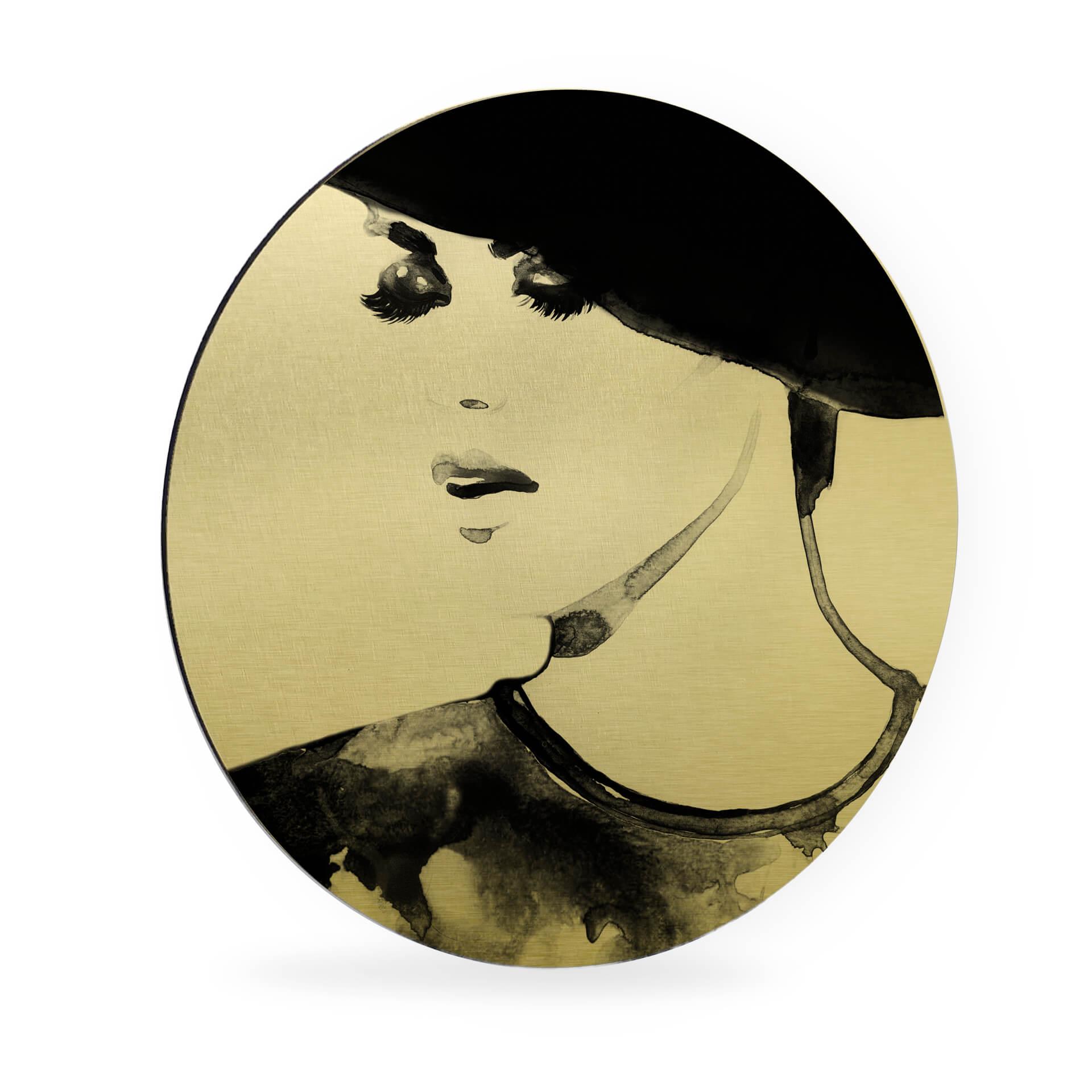 Wandcirkel Alu-Dibond Fashion Victim - goud effect