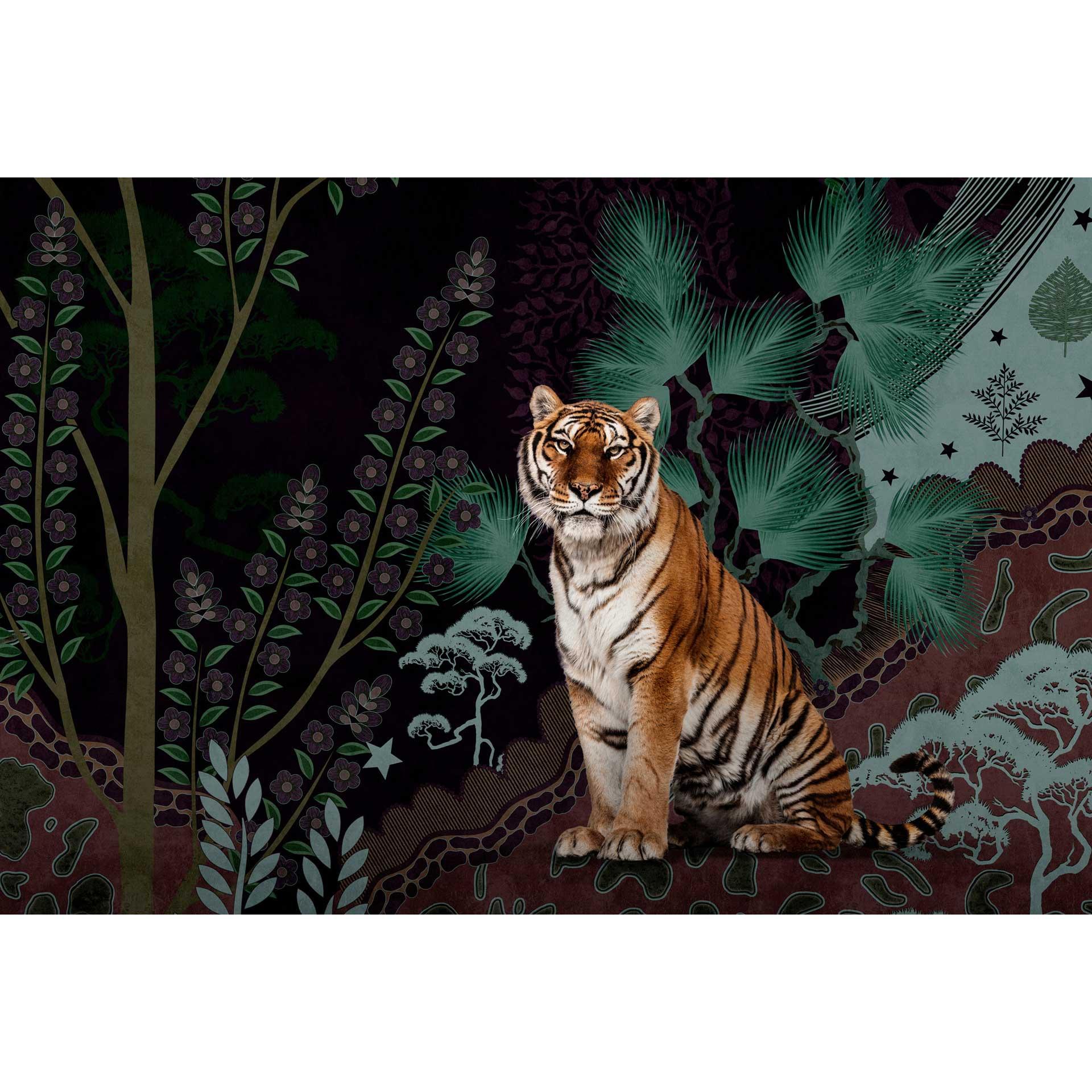 Exotische Jungle Behang Muurschildering - Majestueuze Tijger in Bos