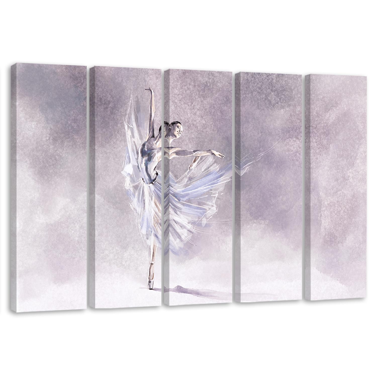 Lærredstryk 5 styk, Ballerina Pirouet