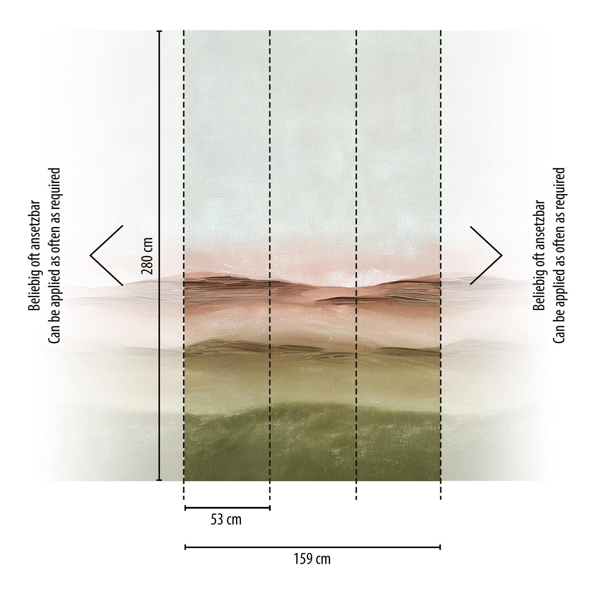 Vliesbehang aquarel bruin crèmegroen mat uitschuifbaar 1,59 x 2,80 m Vliesbehang