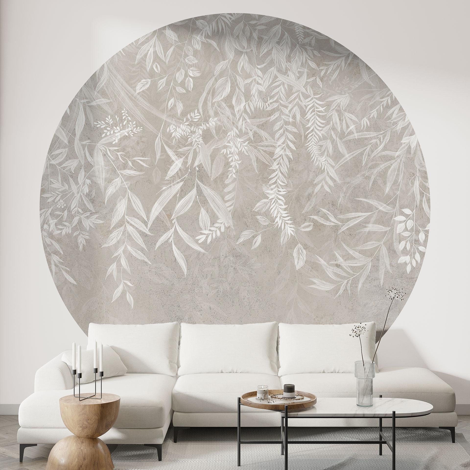 Fotobehang - Elegante wilgentakken in beige - Ms Tiff - Rond - Zelfklevend/niet-geweven