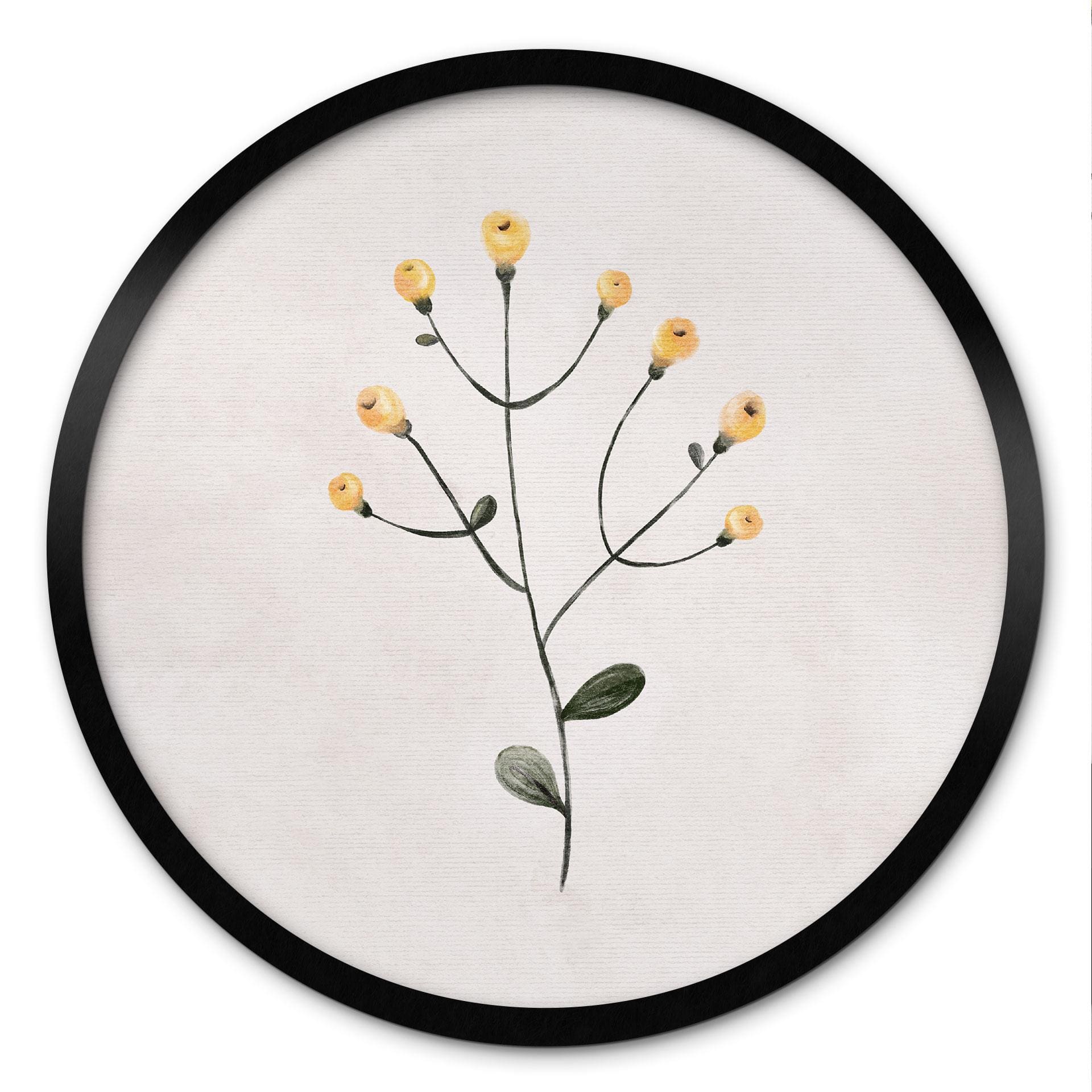 Plakat Delikat plante med gule blomster - Goed Blauw - Rund