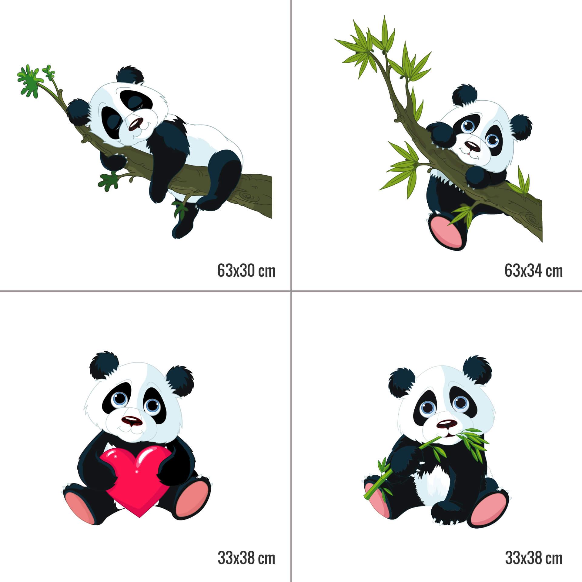 Muursticker Set XXL - Panda Beren