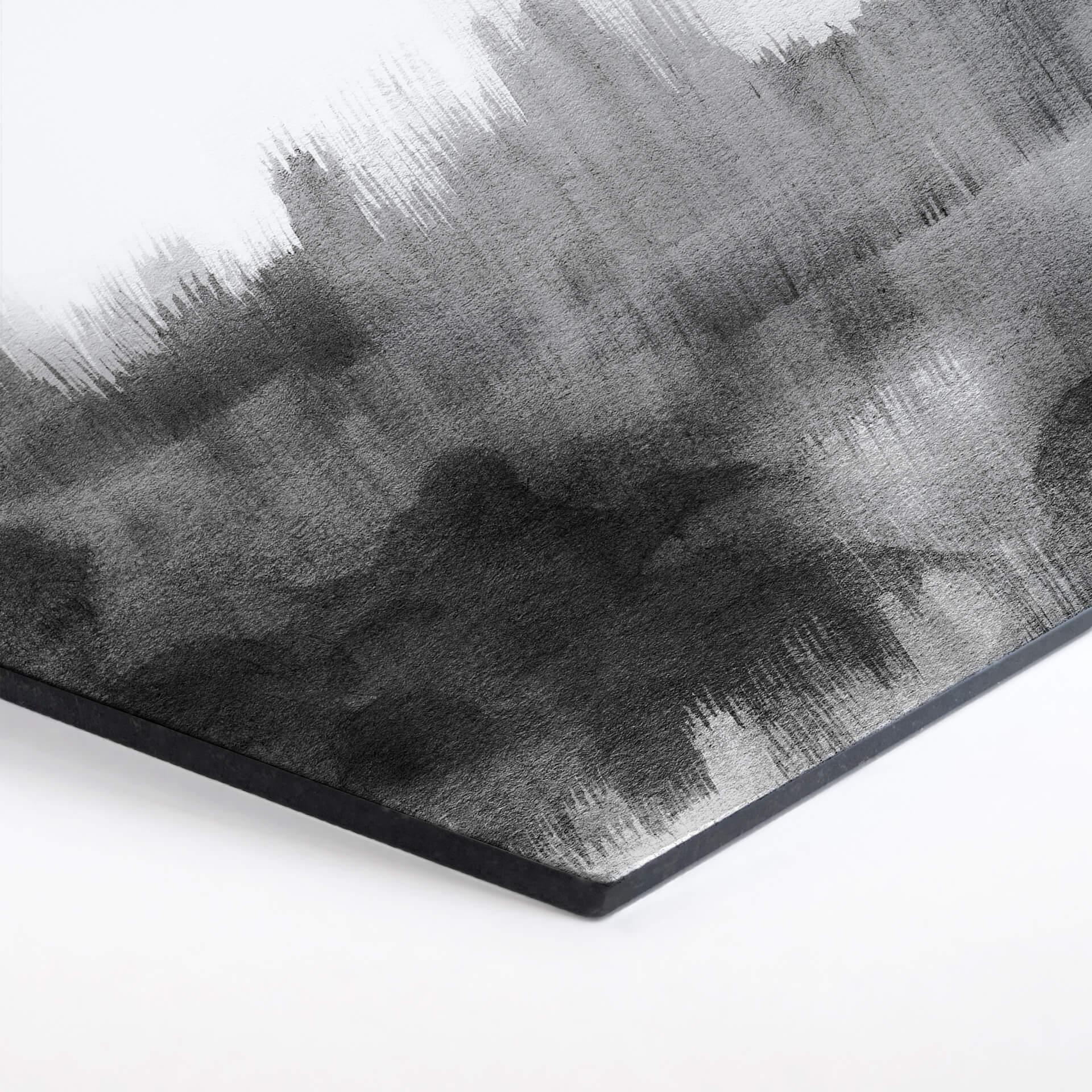 Hexagon - Alu-Dibond Nouveauprints - Watercolour Brush Strokes (schwarz)