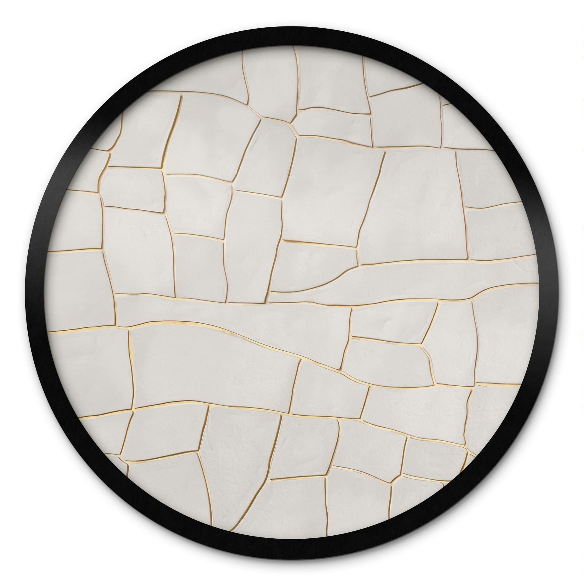 Plakat Abstrakt krakeleret mønster i beige - Alma - Rund