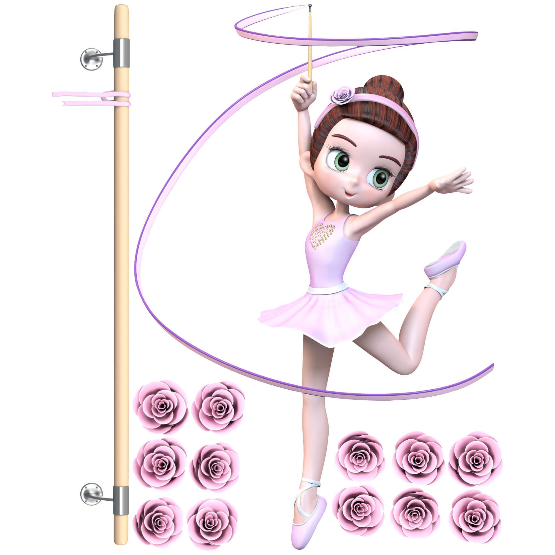 Wandtattoo  Agullo - Ballerina + Wirbelband