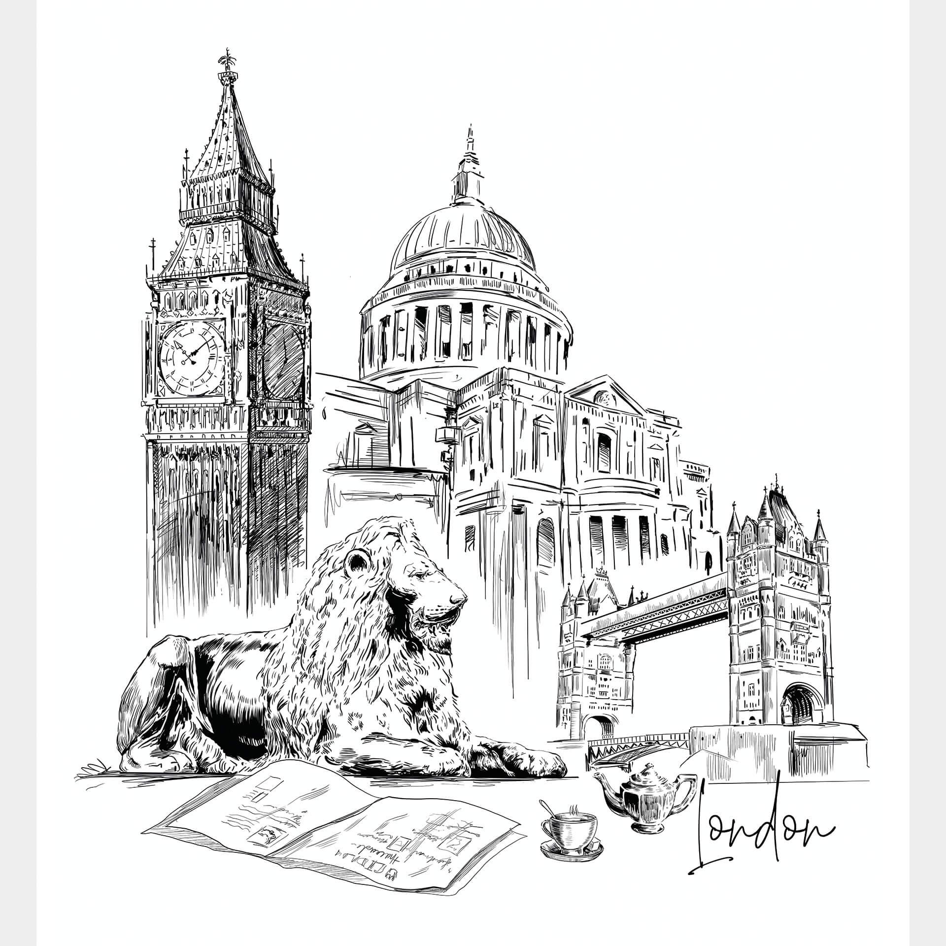 Fotomural Londres - blanco y negro - Love your City