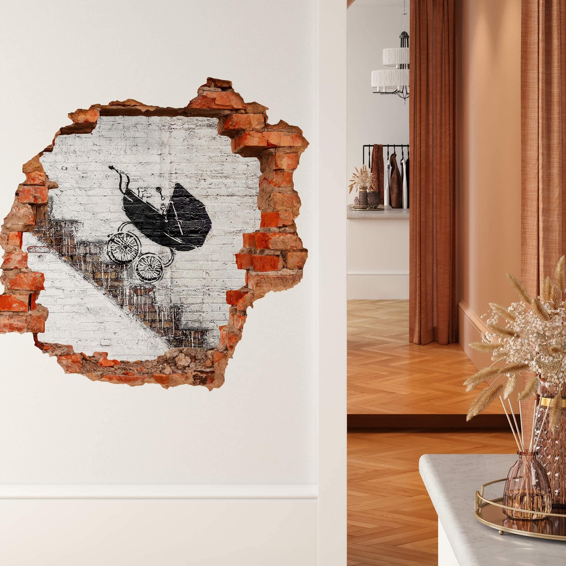 3D - Wallsticker Banksy - Baby Carriage