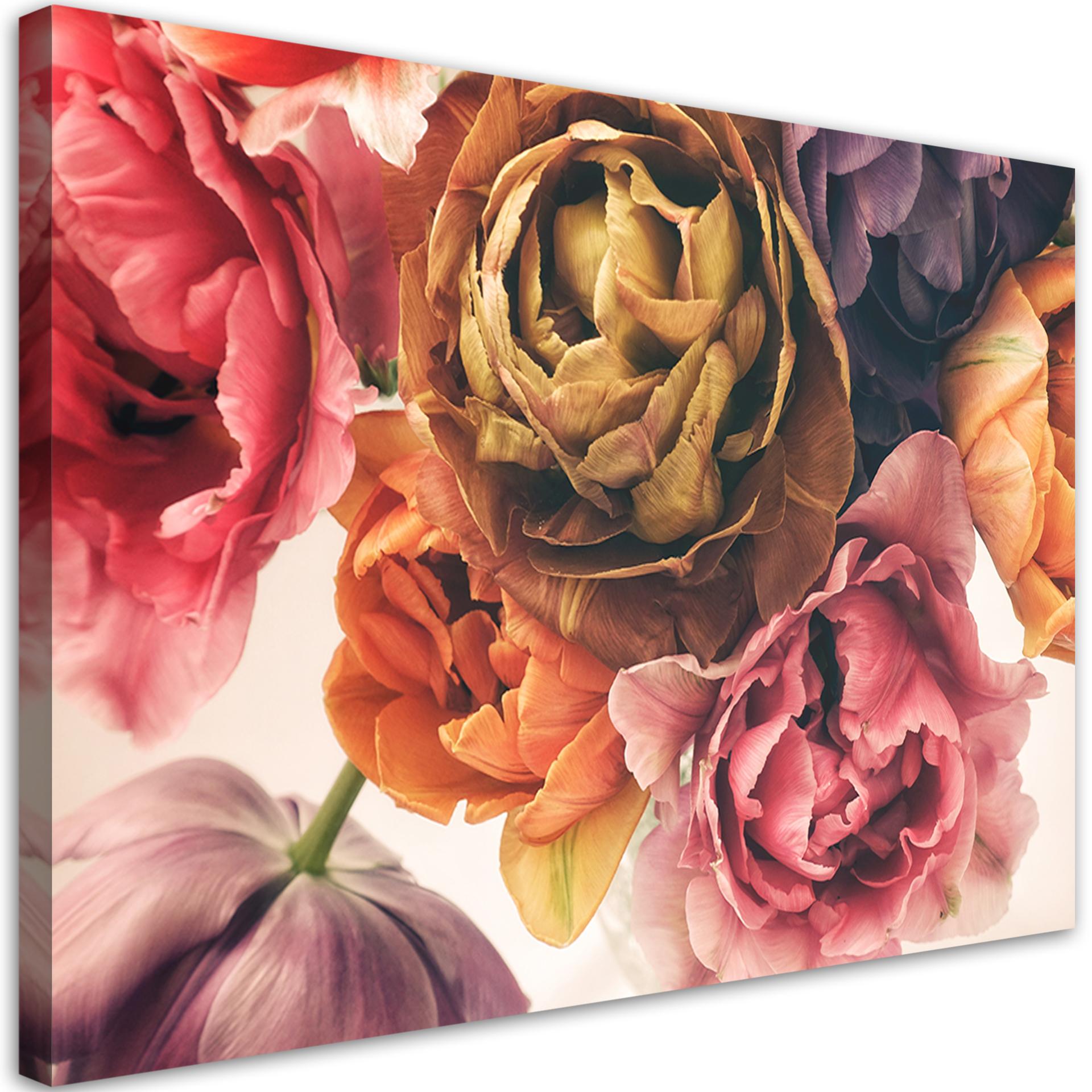 Canvasbillede, buket af farverige blomster