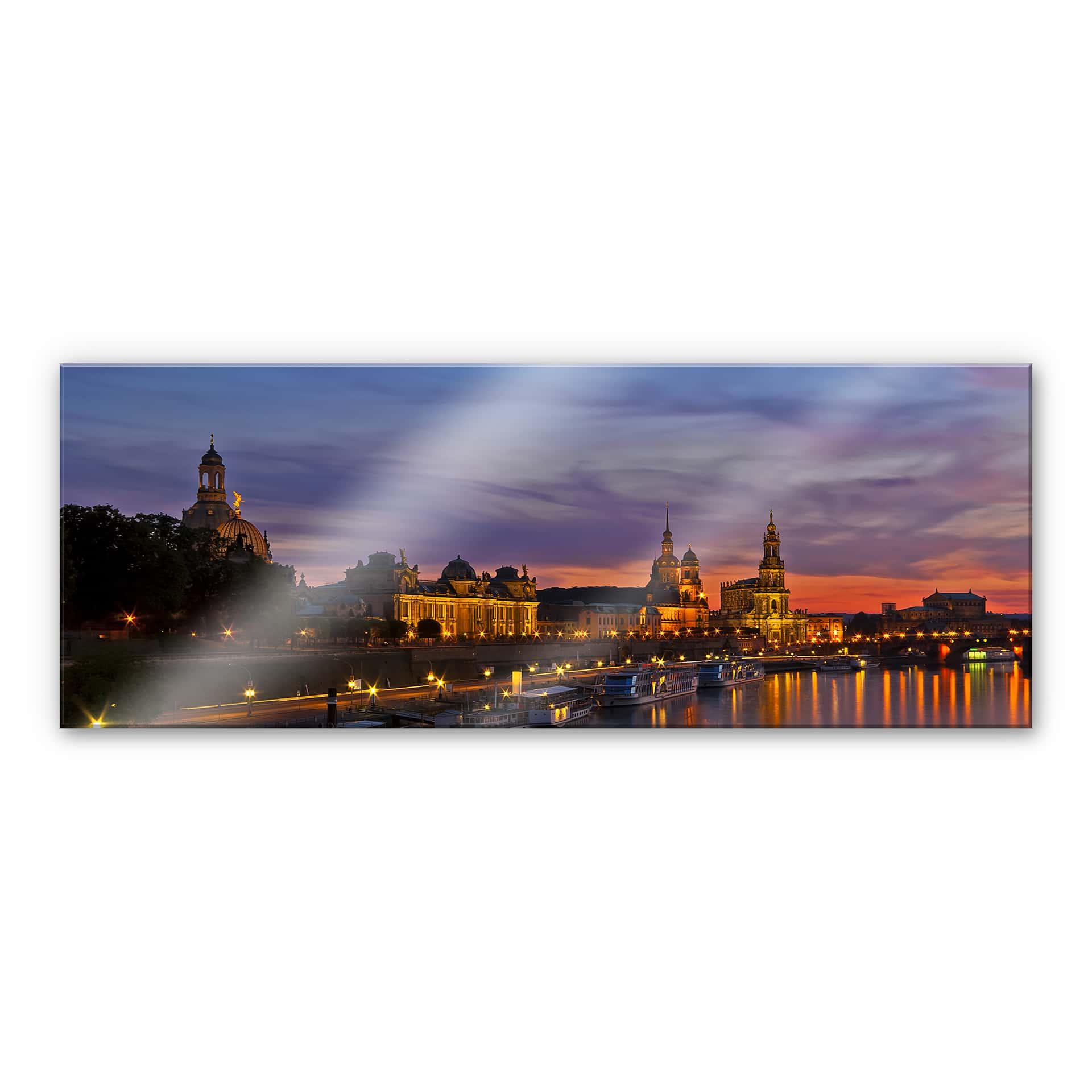 XXL Billede af Dresden i nattelys - Panorama