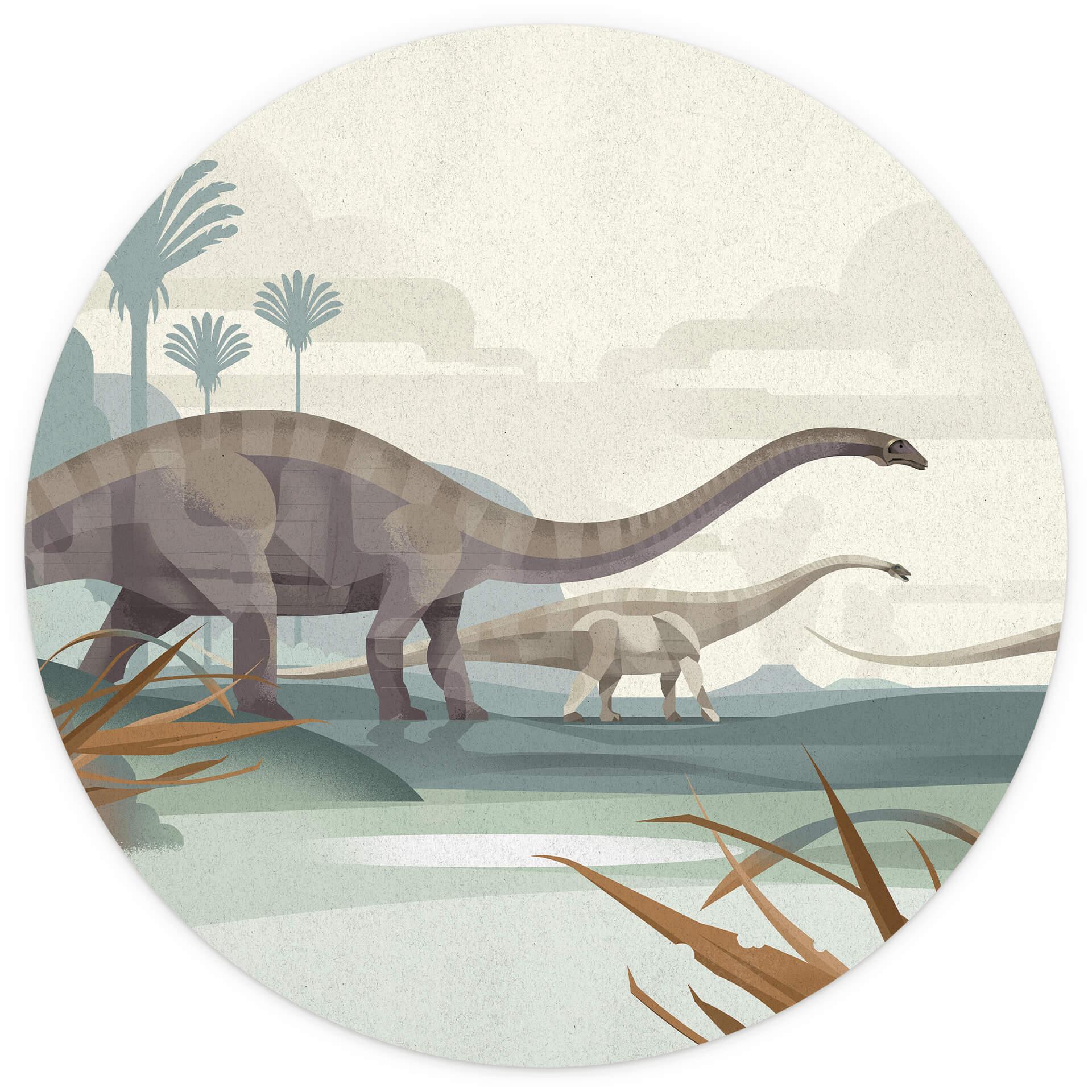 Fototapete Braun - Diplodocus - Rund - Selbstklebend/Vlies