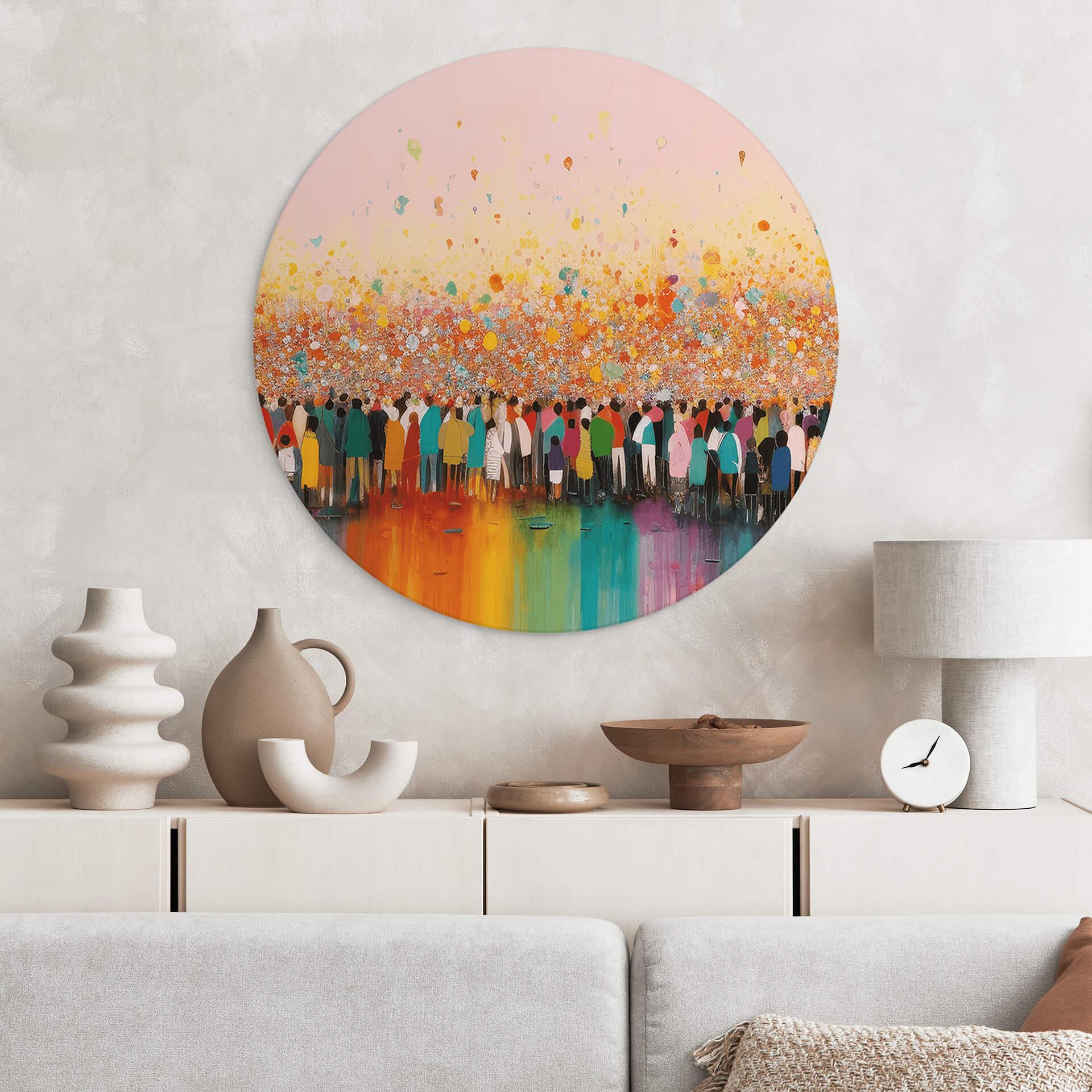 Vægcirkel Treechild - Happy People – print på aluminium (Alu-Dibond)