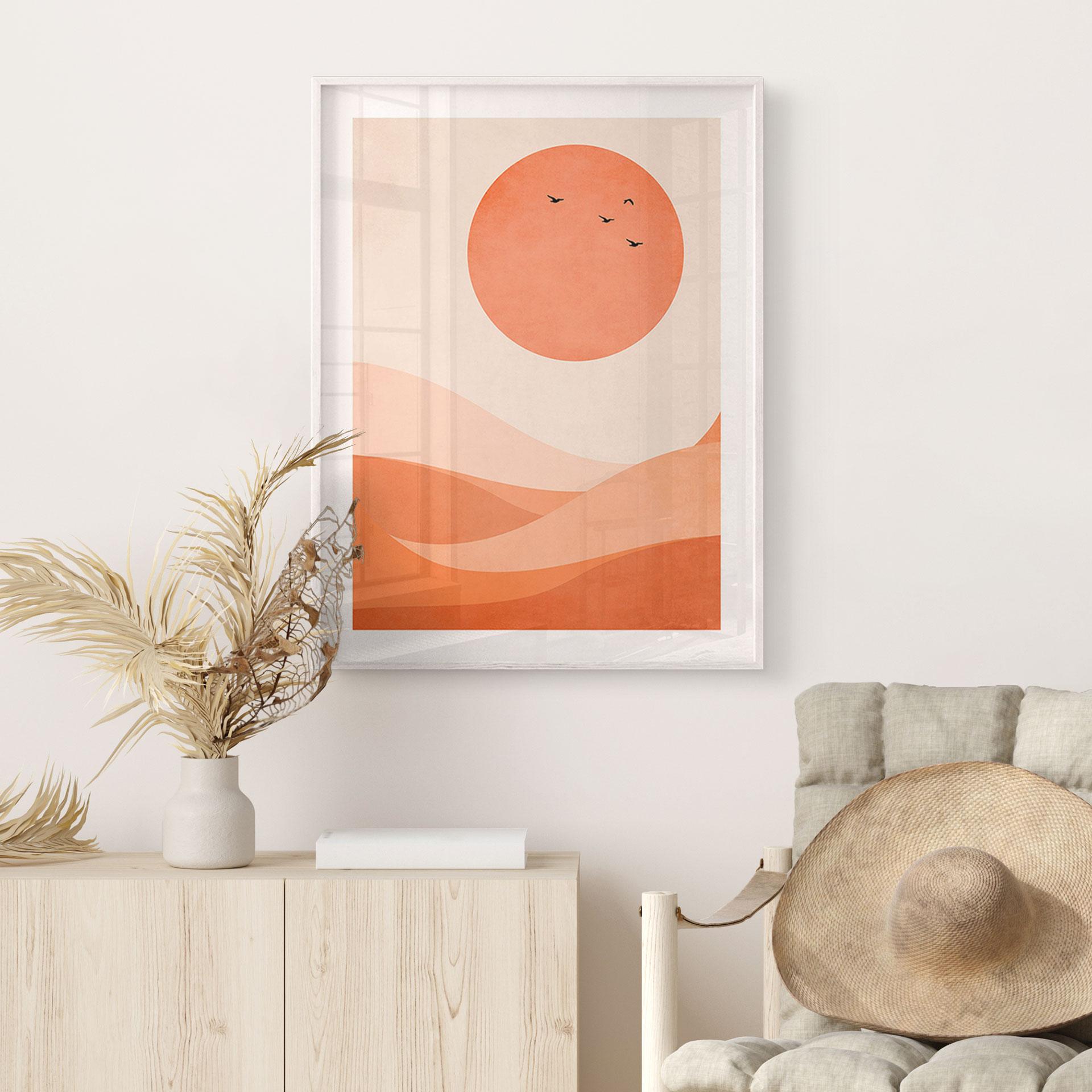 Plakat Harmonisk landskab orange - Kubistika