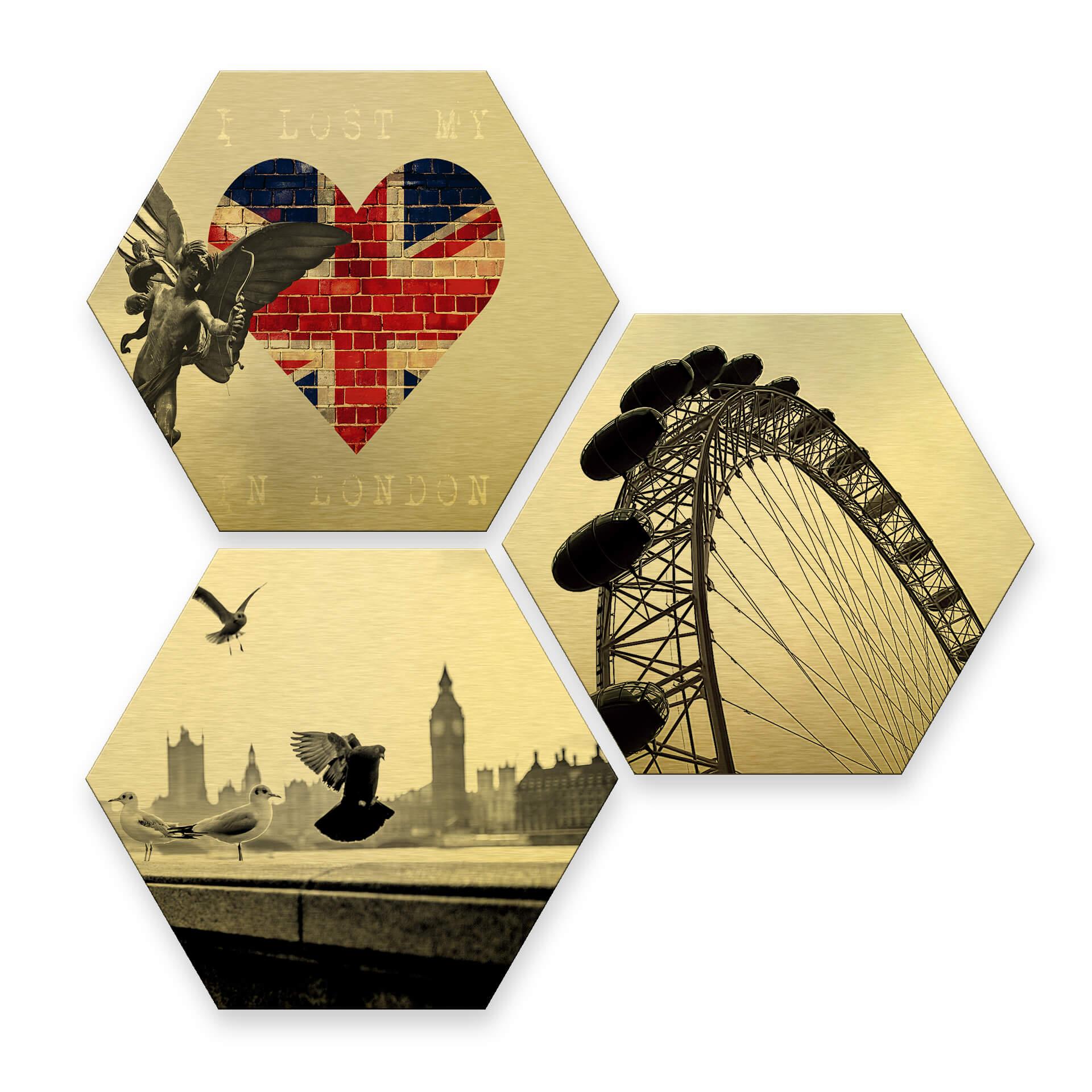 Hexagon alu-dibond goud effect - Londen