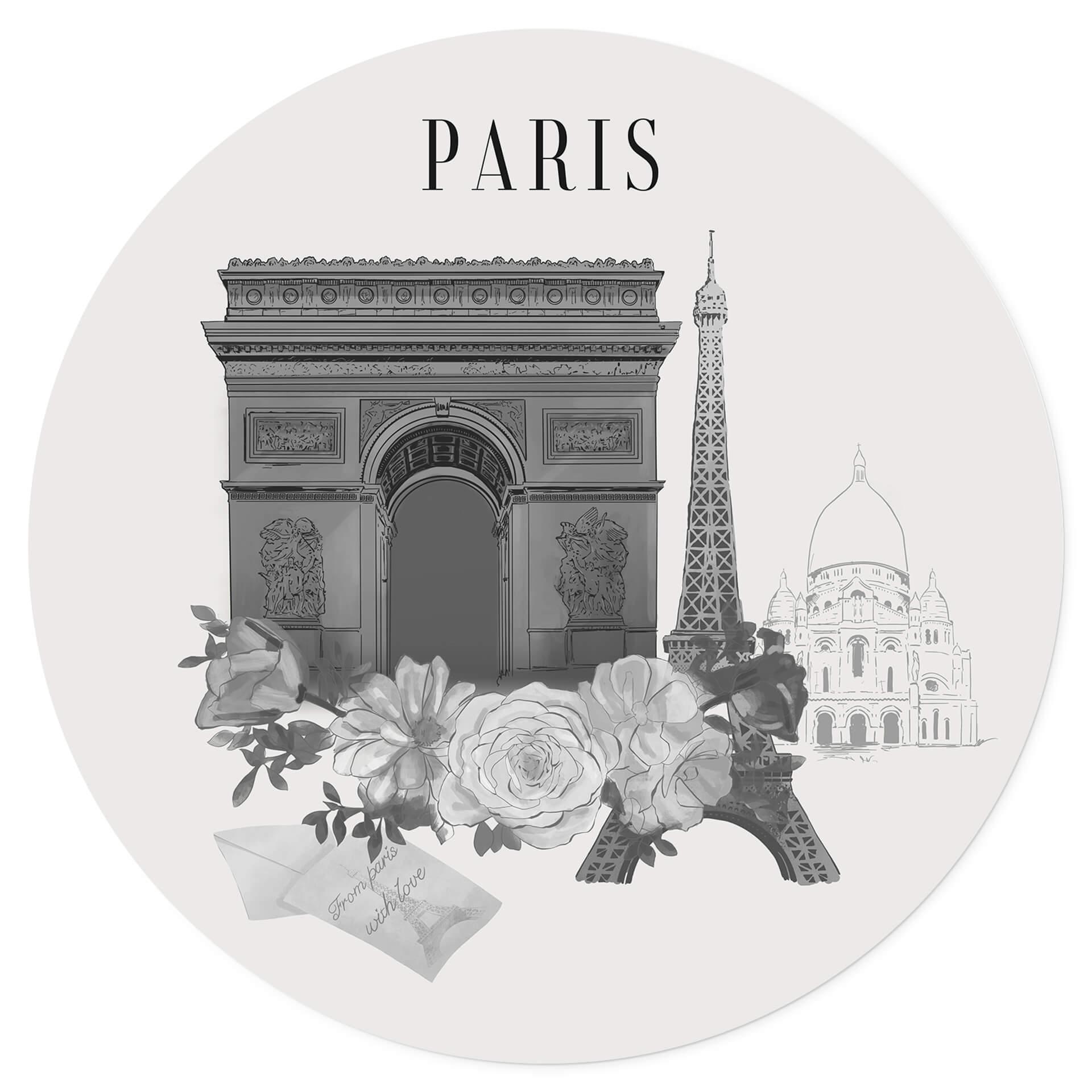 Vinilo decorativo París - Blanco y negro - Redondo - Love your City