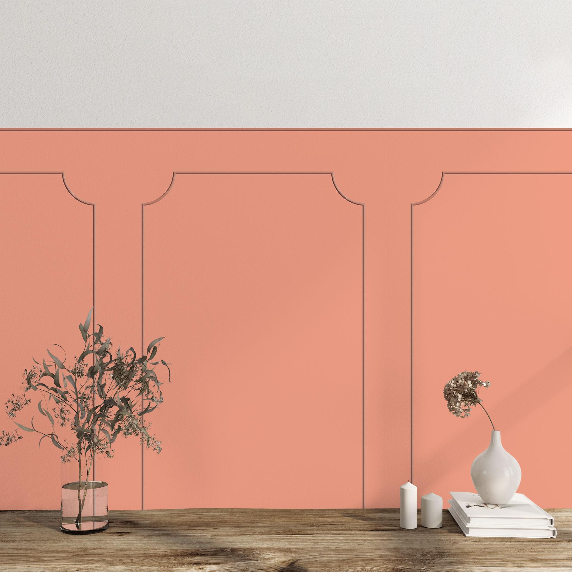 Wandpanelen Wandbekleding koraal met sierbiesoptiek