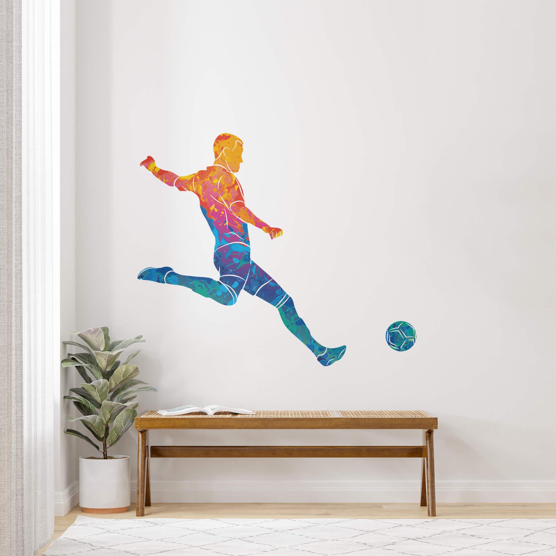 Wallsticker Fodboldspiller med farvegradient