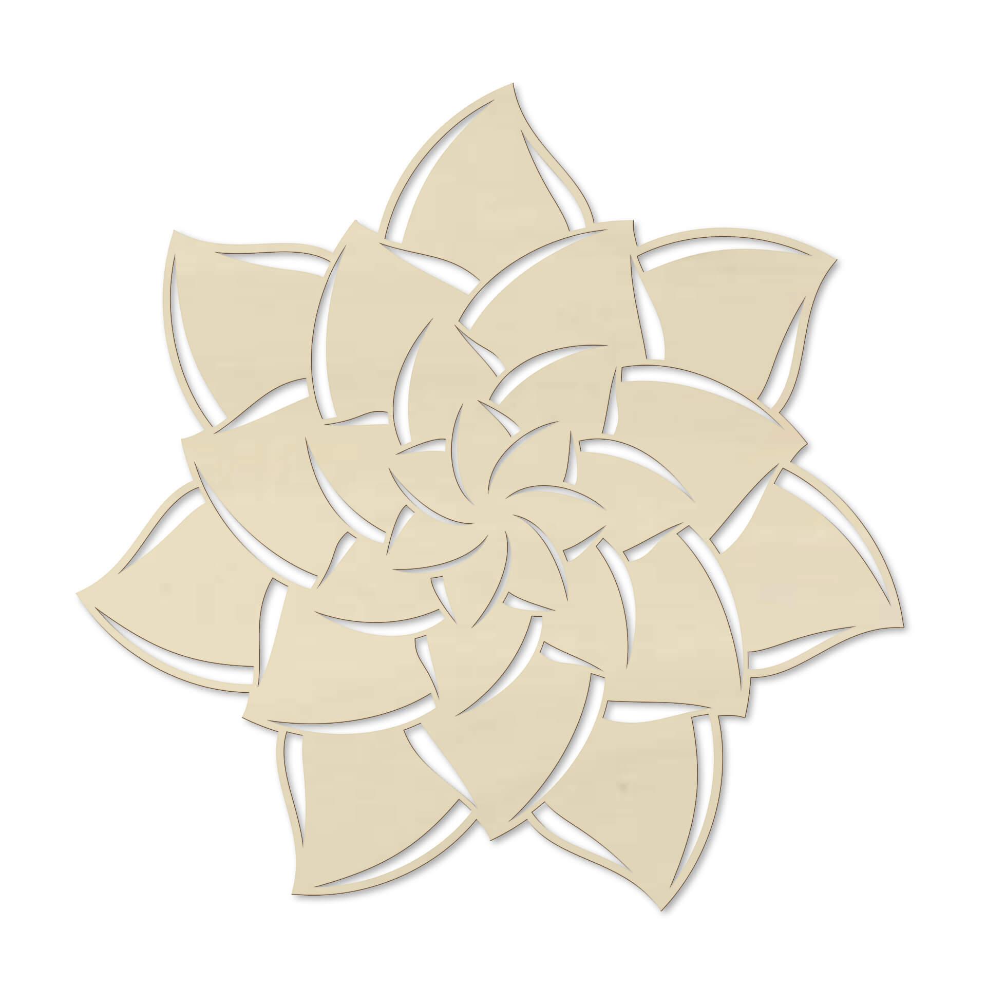 Wanddecoratie Populierenhout Mandala Bloem