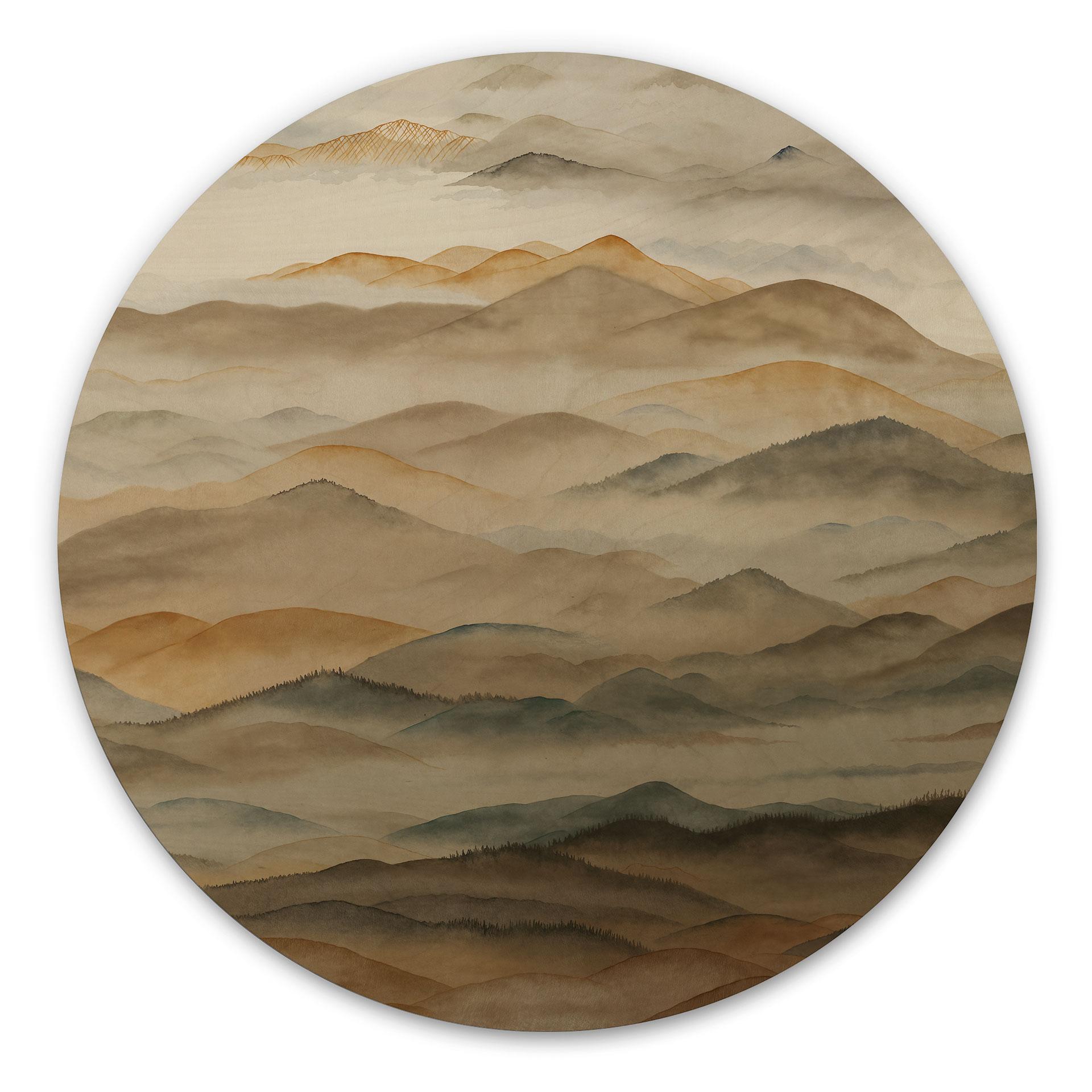 Quadro in Legno Roerich Valley - Paesaggio Montano Terroso - Sir Edward x Grigory Gladarev - Rotondo