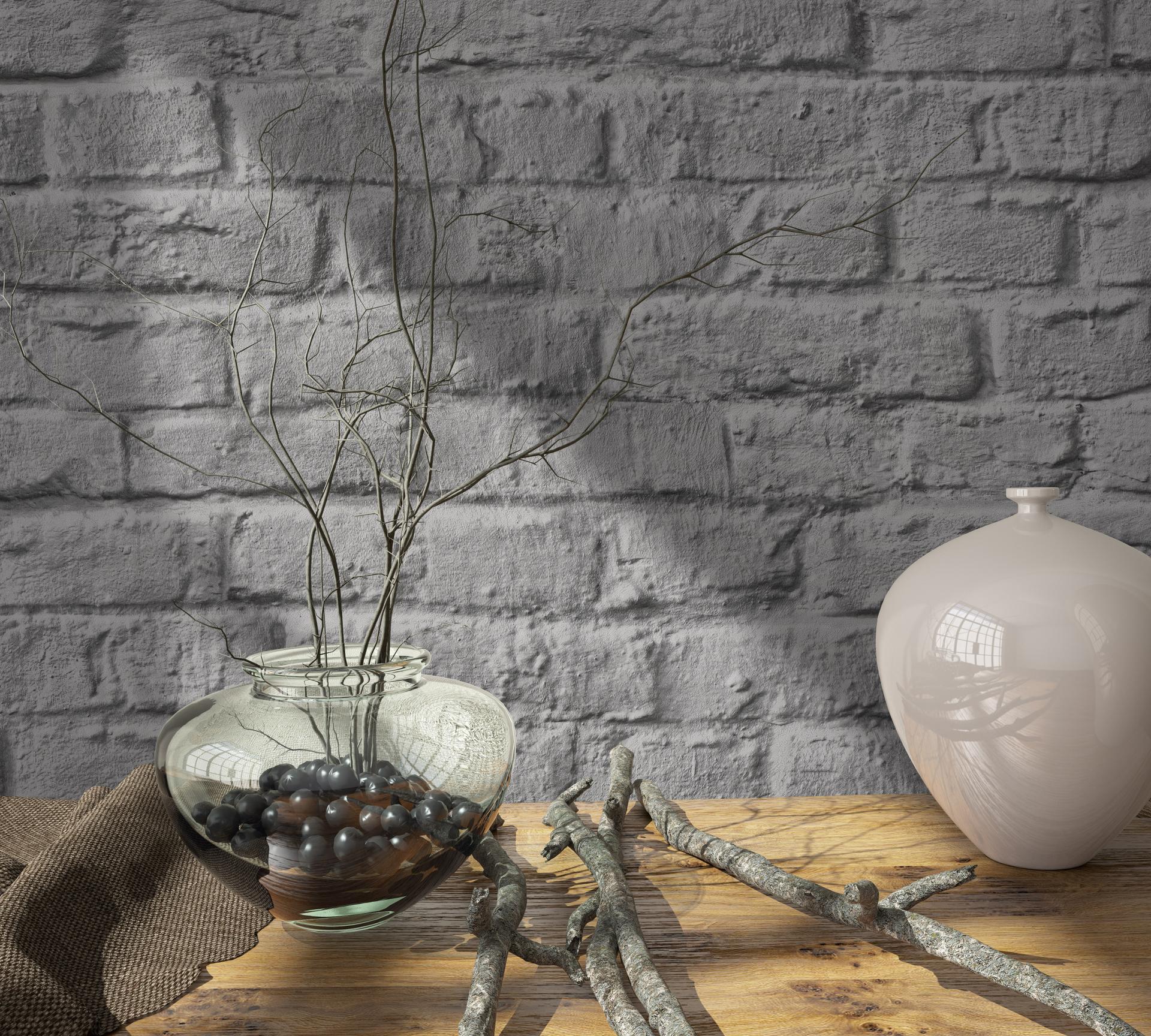 Vliesbehang in 3D steenlook bruin steenlook