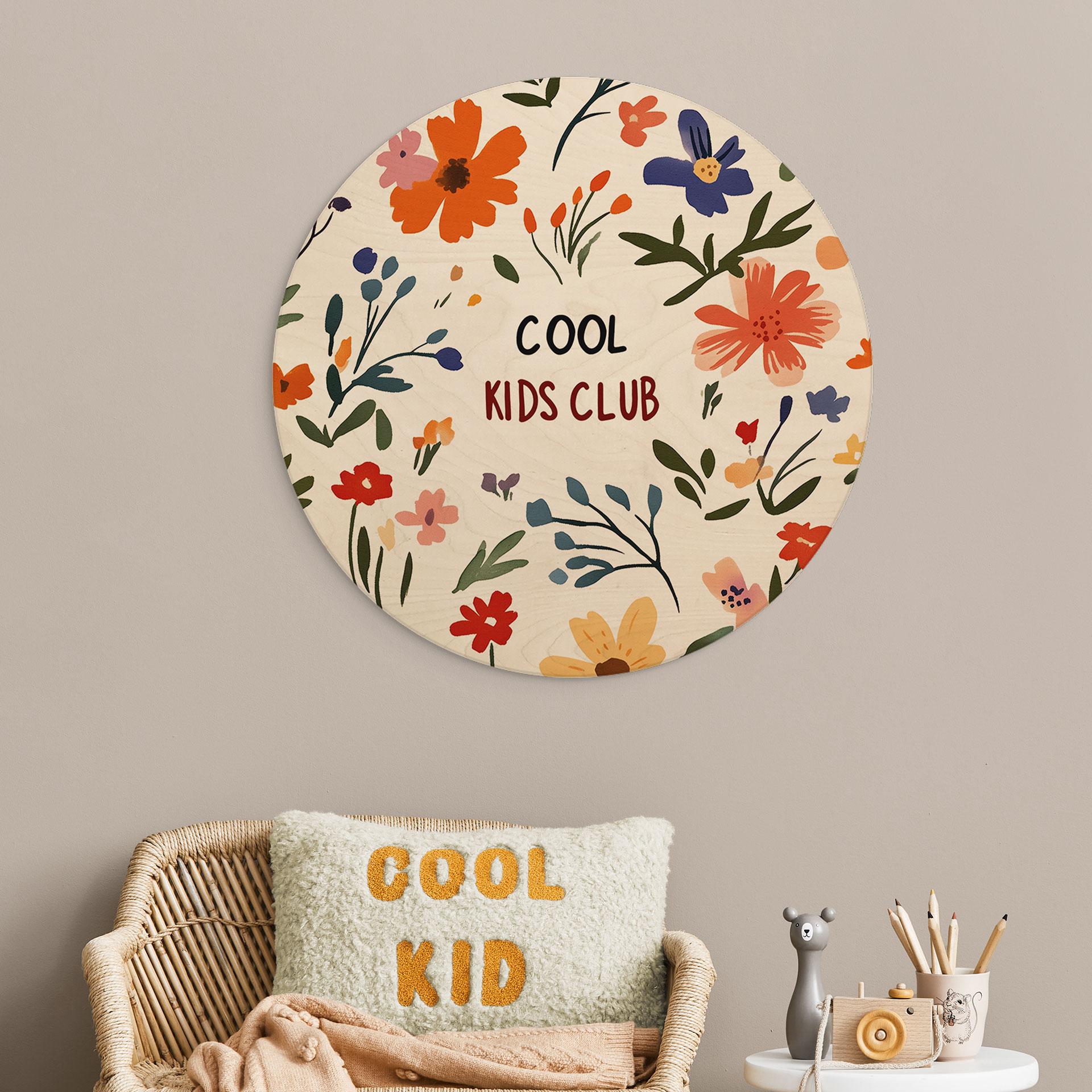 Obraz drewniany Cool Kids Club Kolorowe kwiaty - Treechild - okrągły