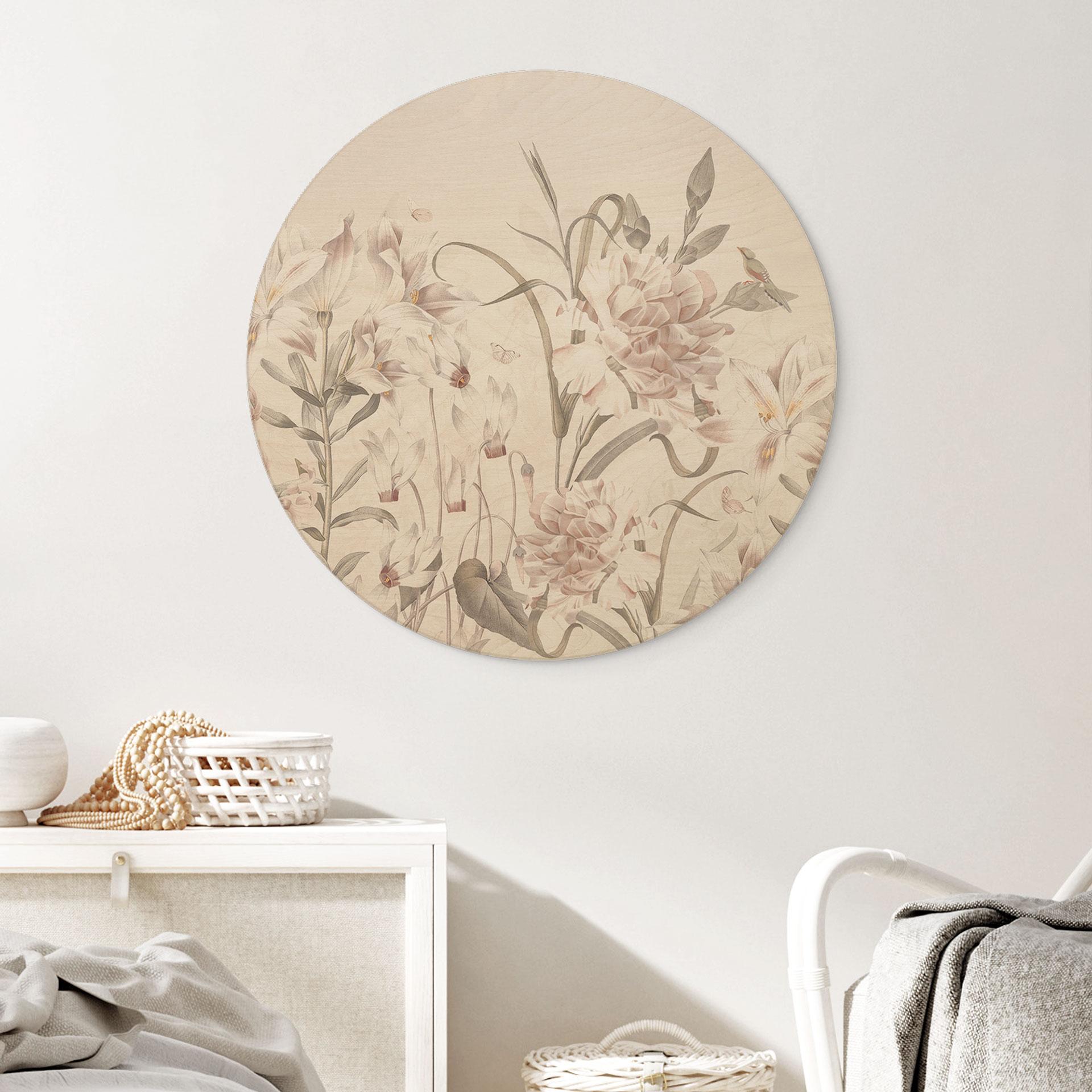 Billede af træ Blomstereng i lyserød - Bloomery Decor - Round