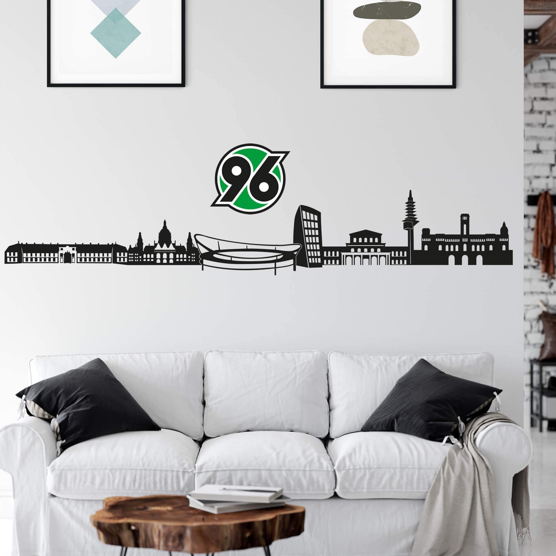Wandtattoo Hannover 96 Skyline mit Logo farbig