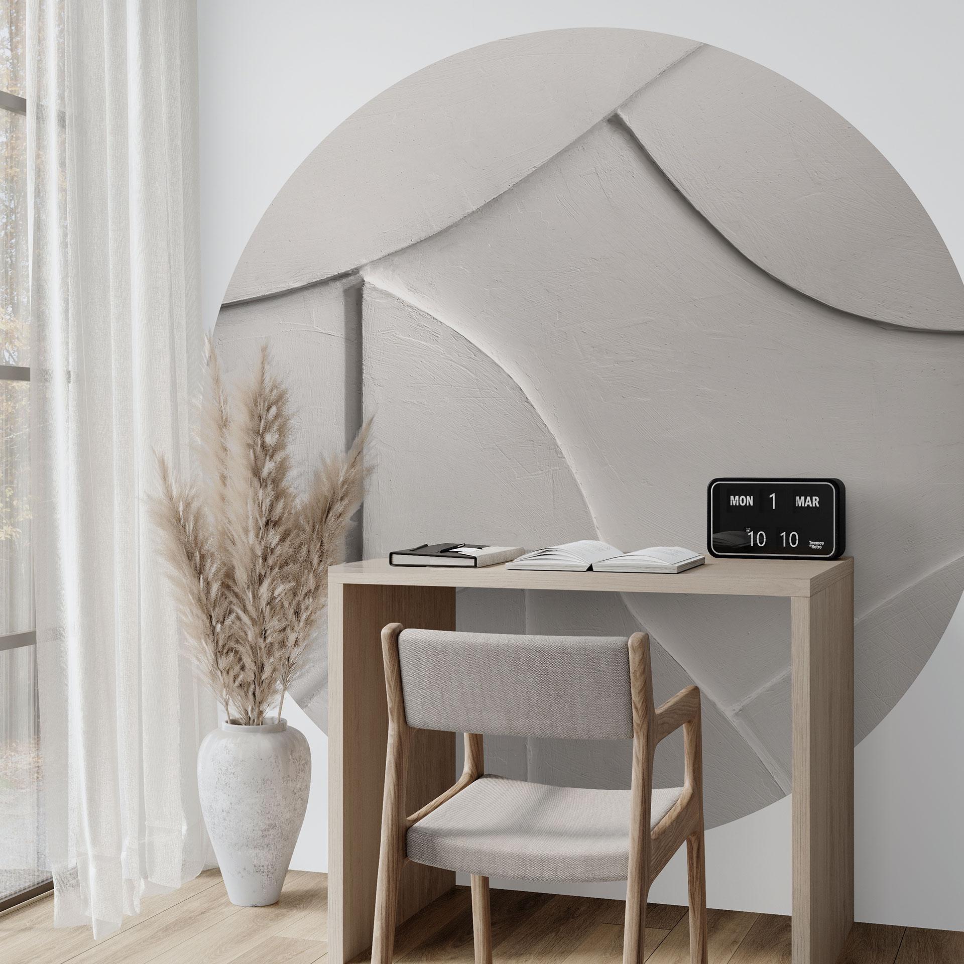 Fototapet Abstrakte strukturer i blød beige - Böhmer - Rund - vliesetapet/selvklæbende non-woven tap