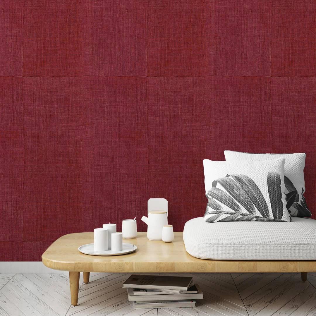 Tegelbehang met geweven look, rode structuur 3.40 x 2.12 m