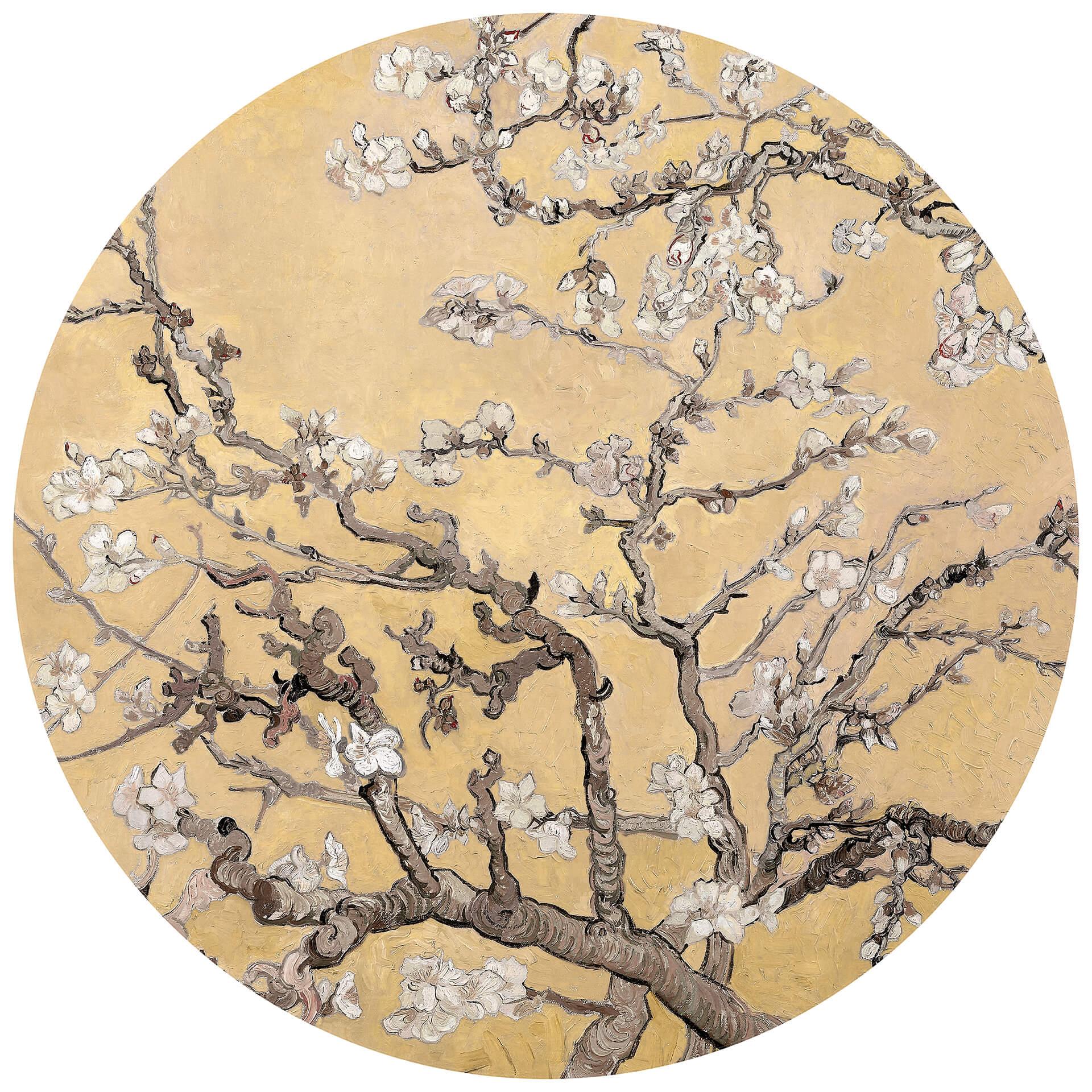Behangcirkel van Gogh - Amandelbloesem crème - vliesbehang/zelfklevend vliesbehang