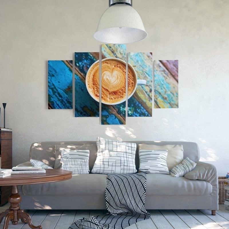 Lærredstryk 5 dele, kaffekop