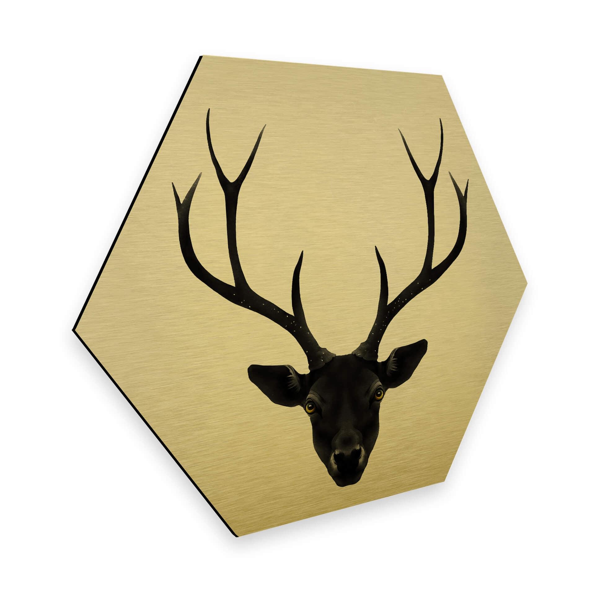 Hexagone - Tableau sur alu-Dibond-Effet doré - Ireland - Cerf noir