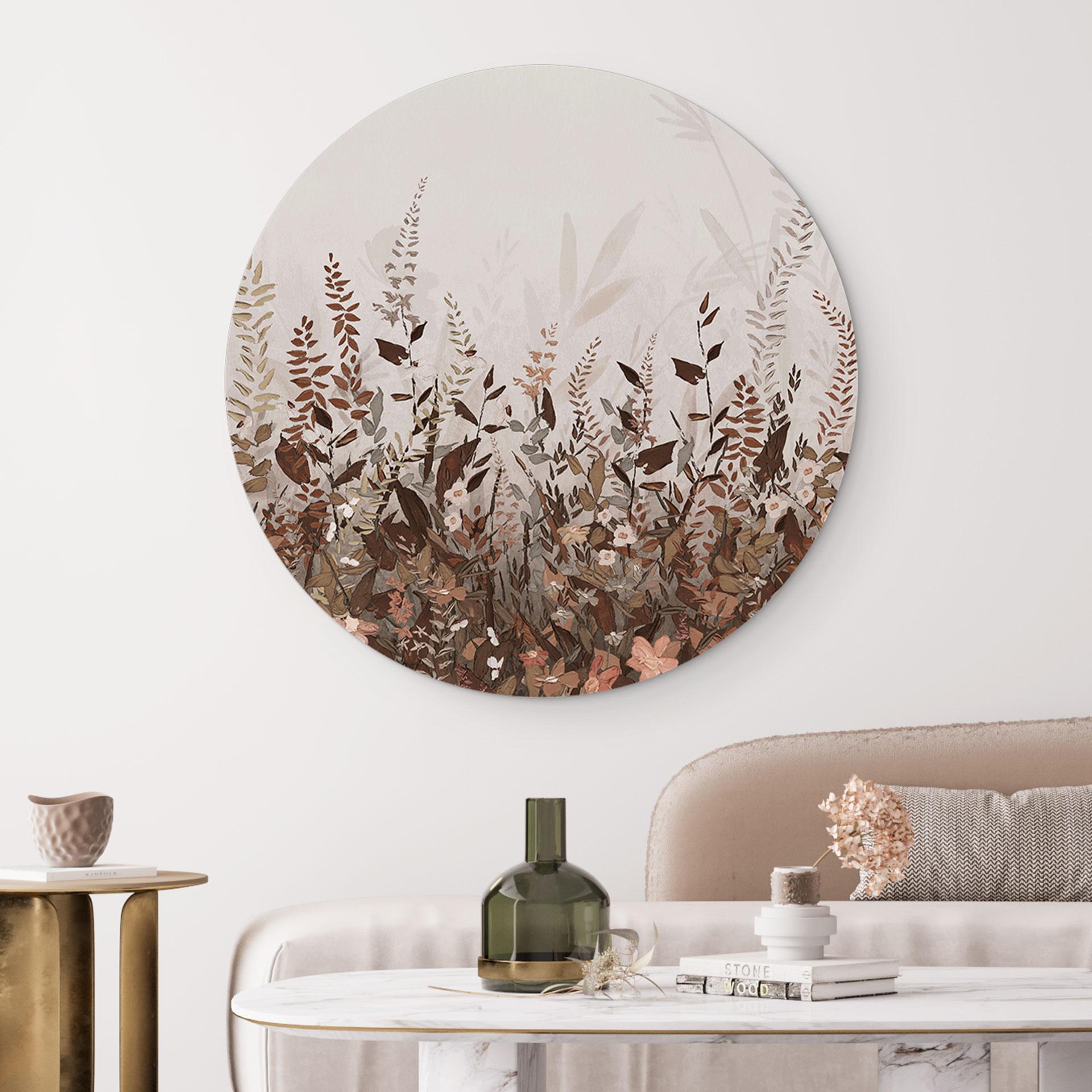 Vægcirkel Vintage blomstereng - Lane – print på aluminium (Alu-Dibond)