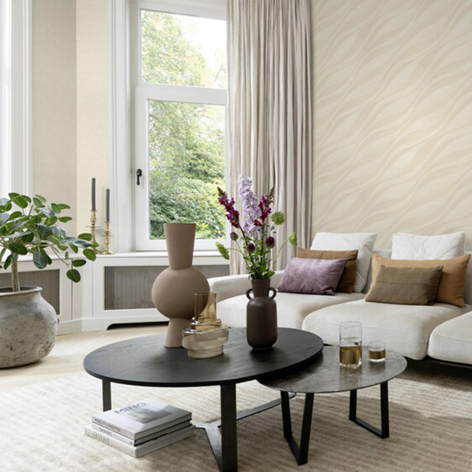Bølget tapet, non-woven tapet Sky Lounge beige-champagne