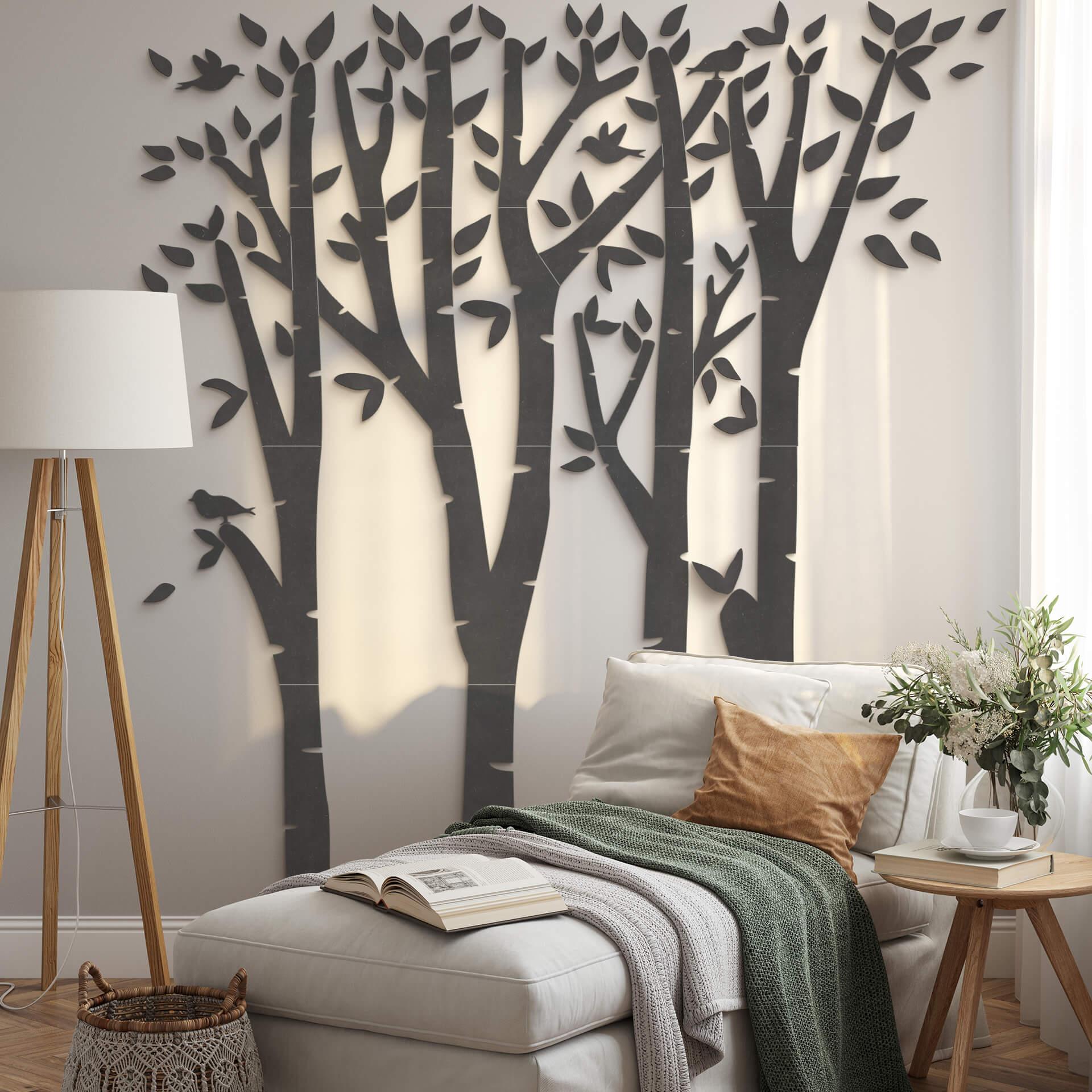 MDF decoración hojas bosque de abedul - juego de extensión