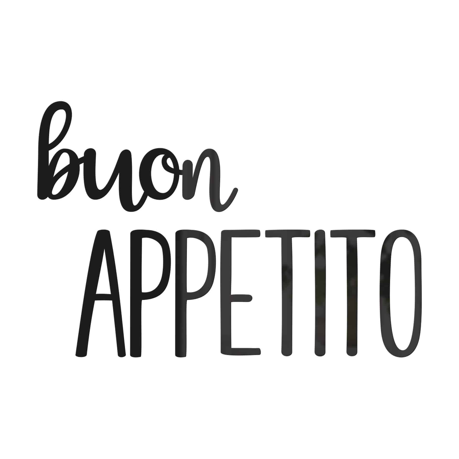 Decoración acrílica eslogan de cocina Buon Appetito