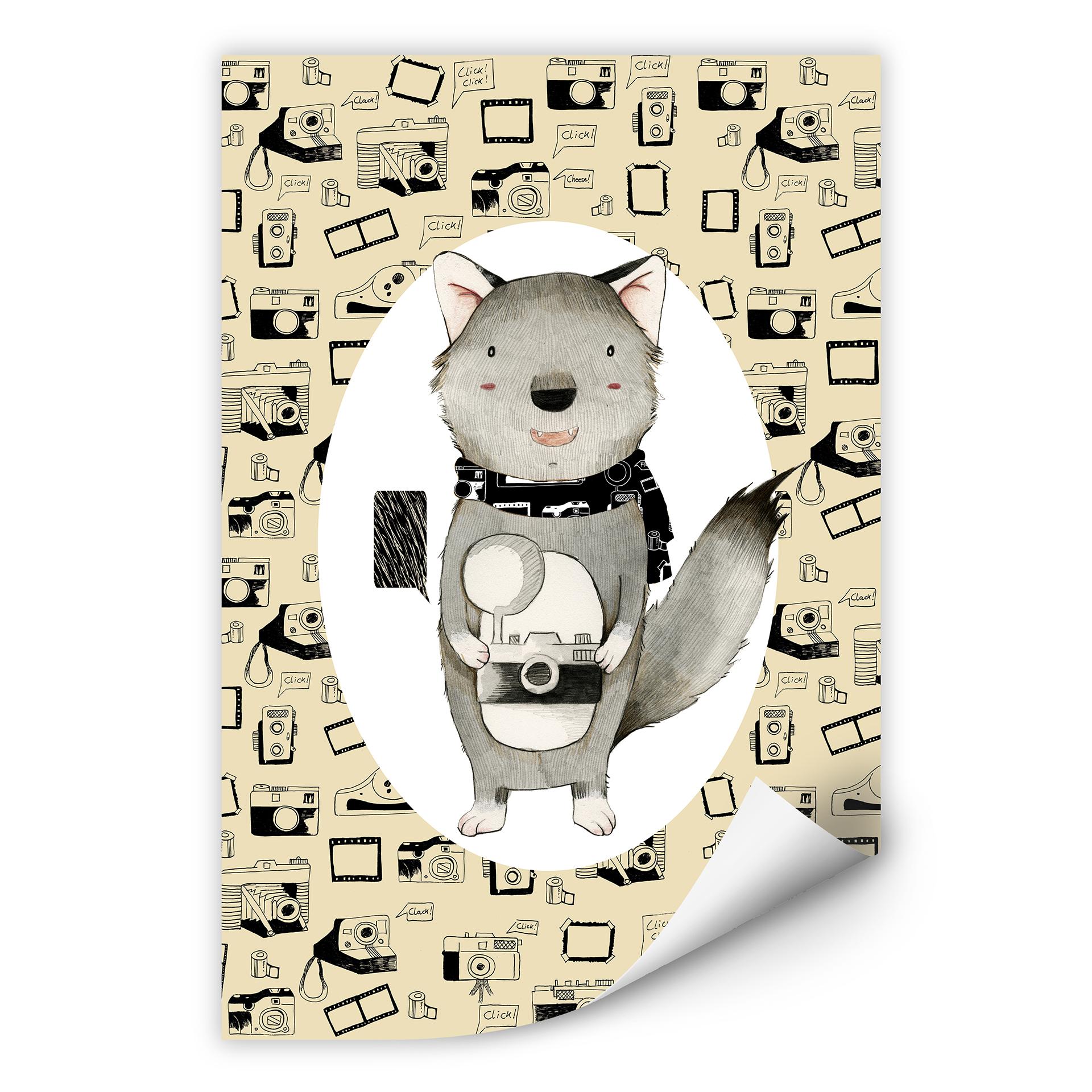 Wallprint Loske - Wolf mit Kamera