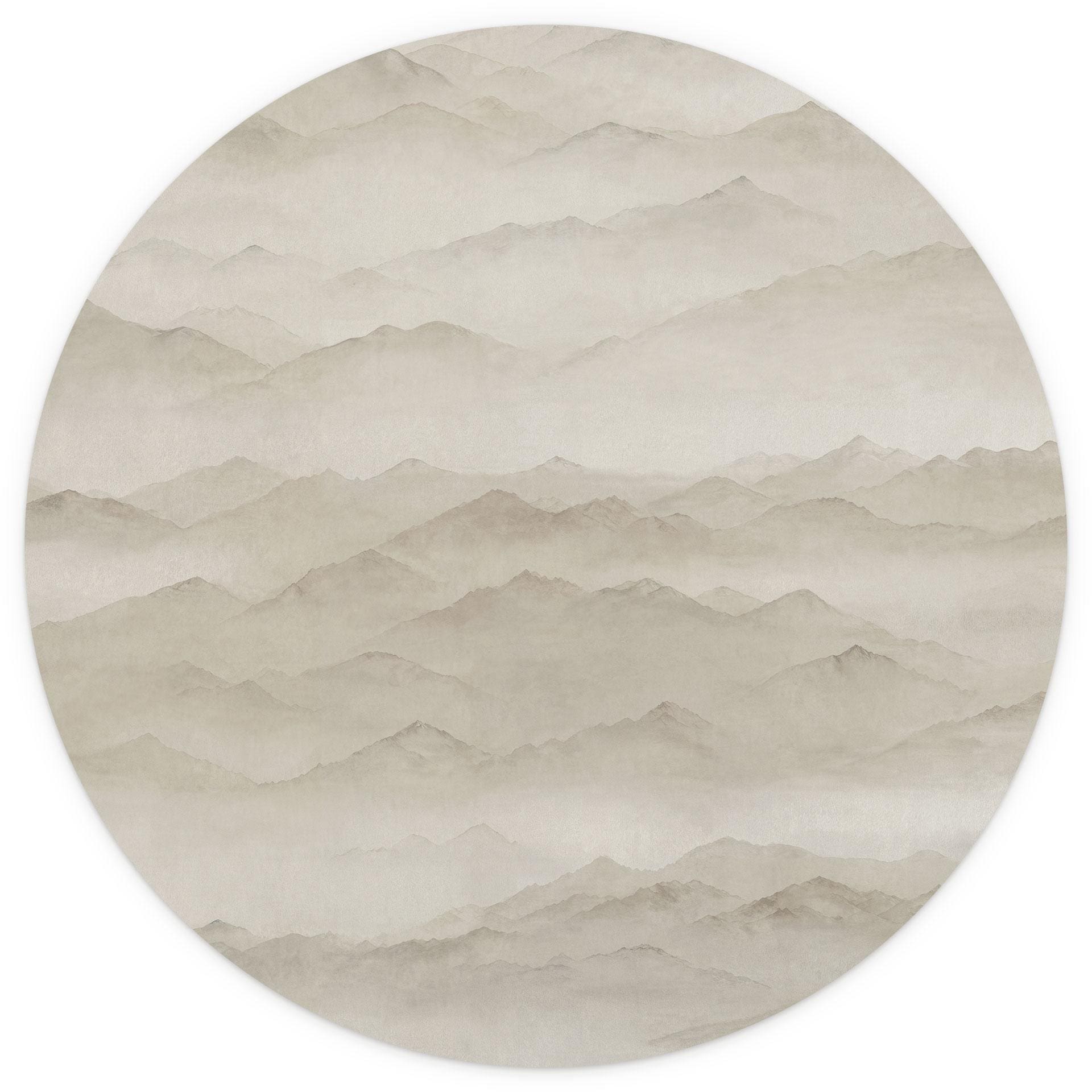 Fotobehang Roerich Peaks - Beige Berglandschap - Sir Edward x Grigory Gladarev - Rond