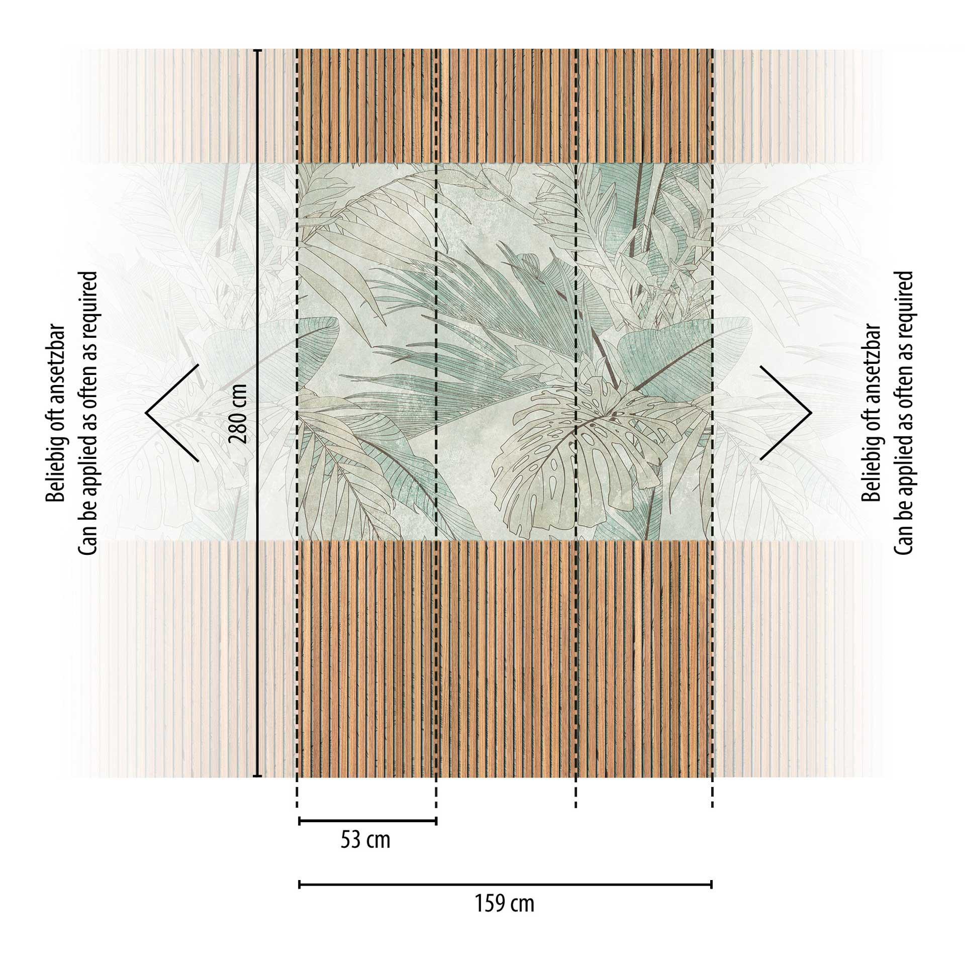 tropisch bladpatroon met houten panelen vliesbehang natuur design behang